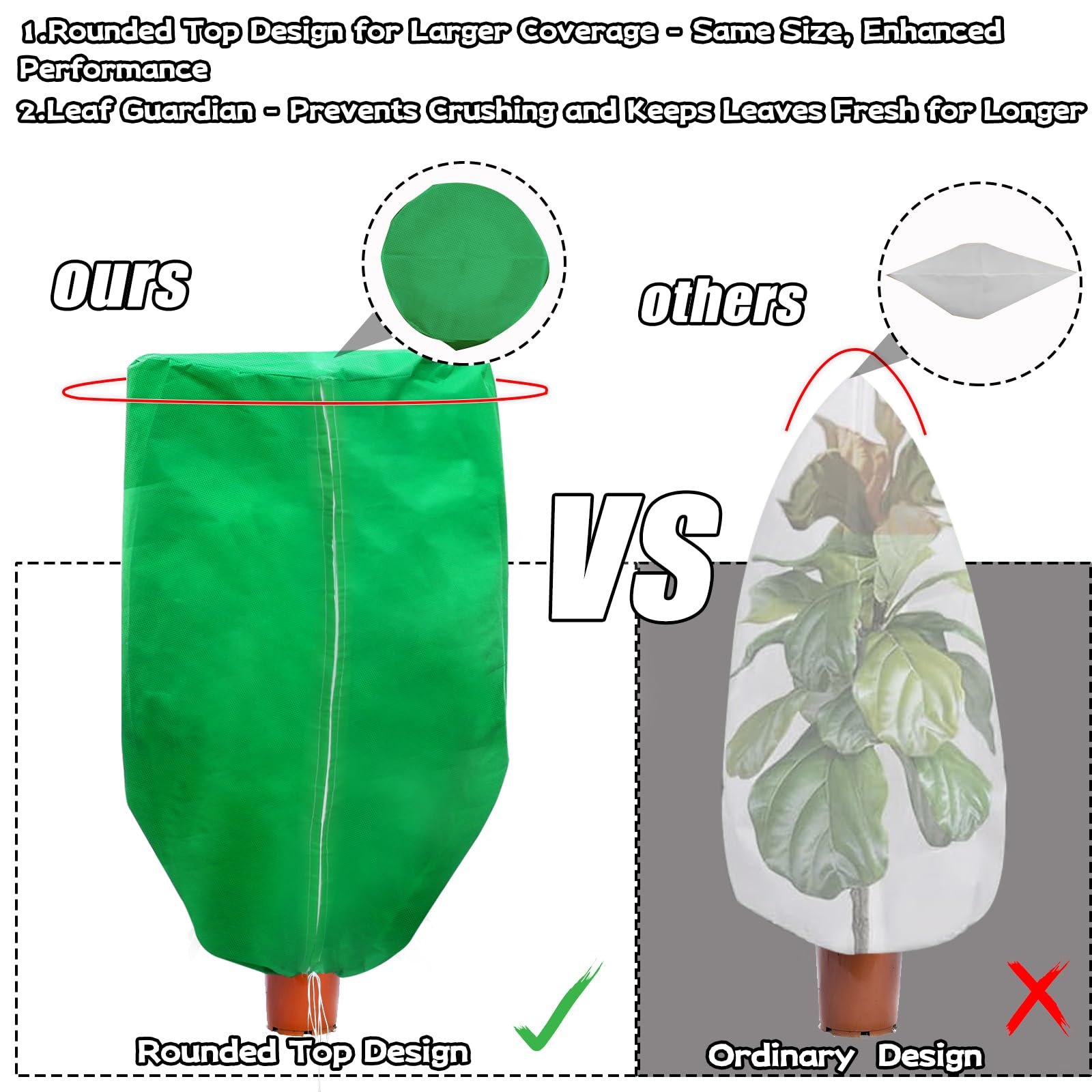 ERTIUANIO Cubiertas para plantas de protección contra la congelación, 4 paquetes de 47 x 32 pulgadas, cubierta de tela para invierno, protección contra la congelación para plantas al aire libre con