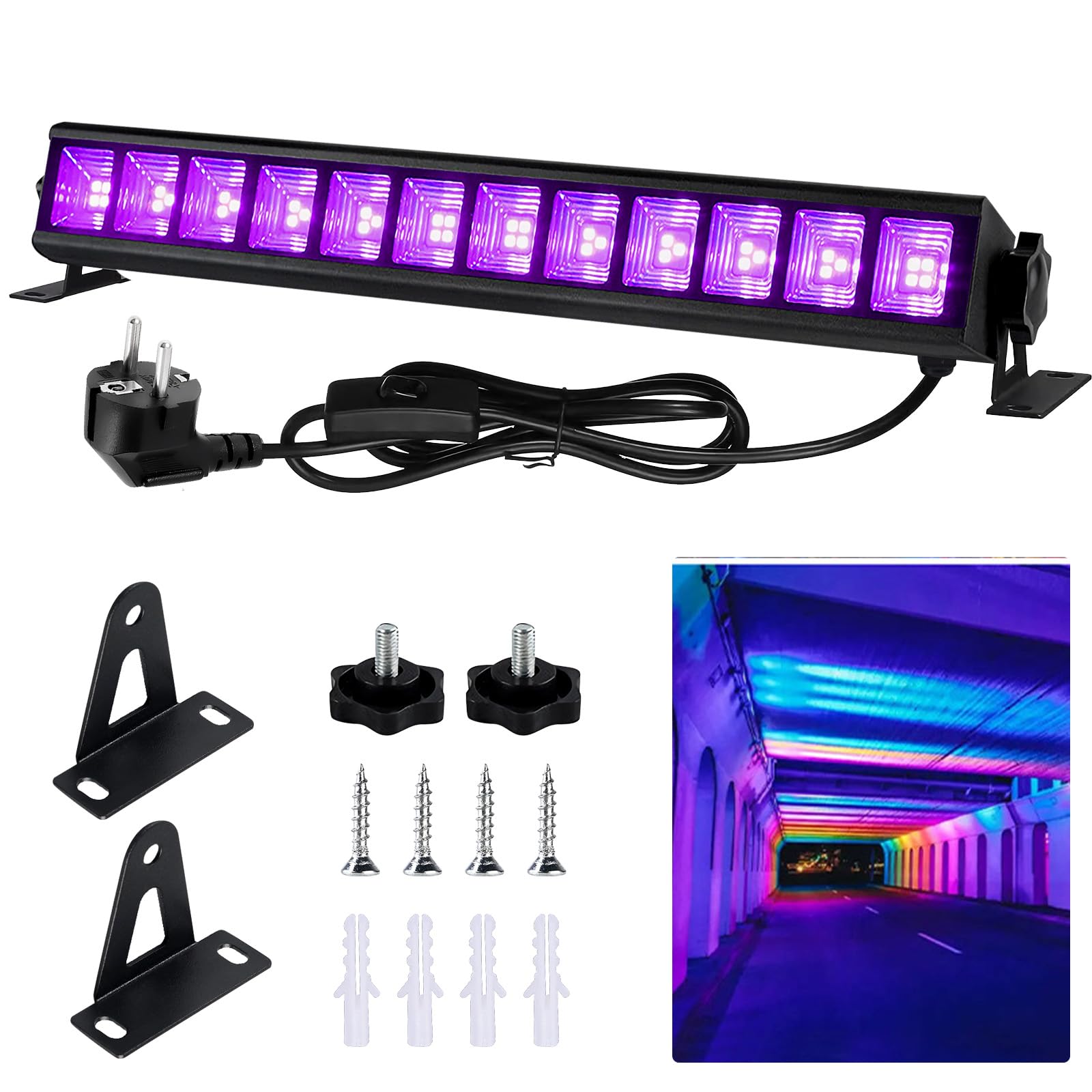 BORDEAG Lampada Di Luce Nera, 36 W LED UV, Barra LED UV A 395 Nm Per Feste A Luce Nera Per Fluo Decorare Bar Halloween Festa Glow Pittura Fluorescente