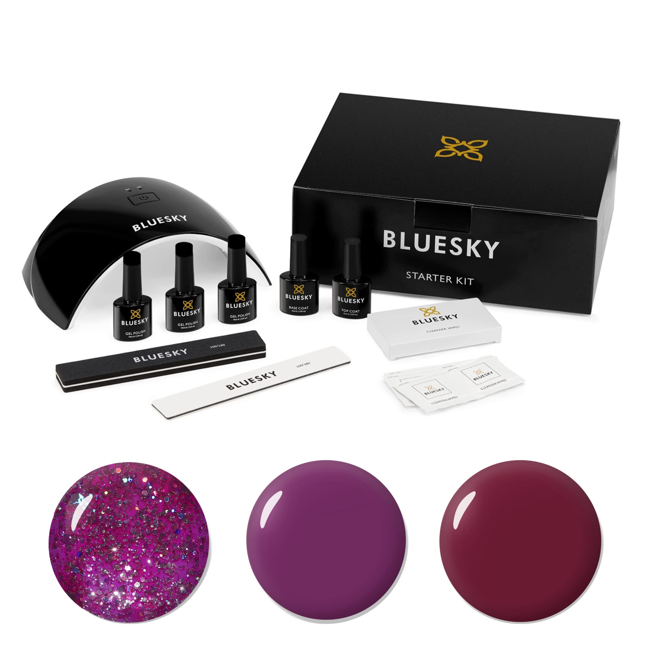 Zestaw rozrusznika do lakieru do paznokci bluesowego - zima, żelowy zestaw paznokci z profesjonalną suszarką do paznokci LED 24 W, 3x 10 ml żelowych paznokci, ściereczki czyszczące