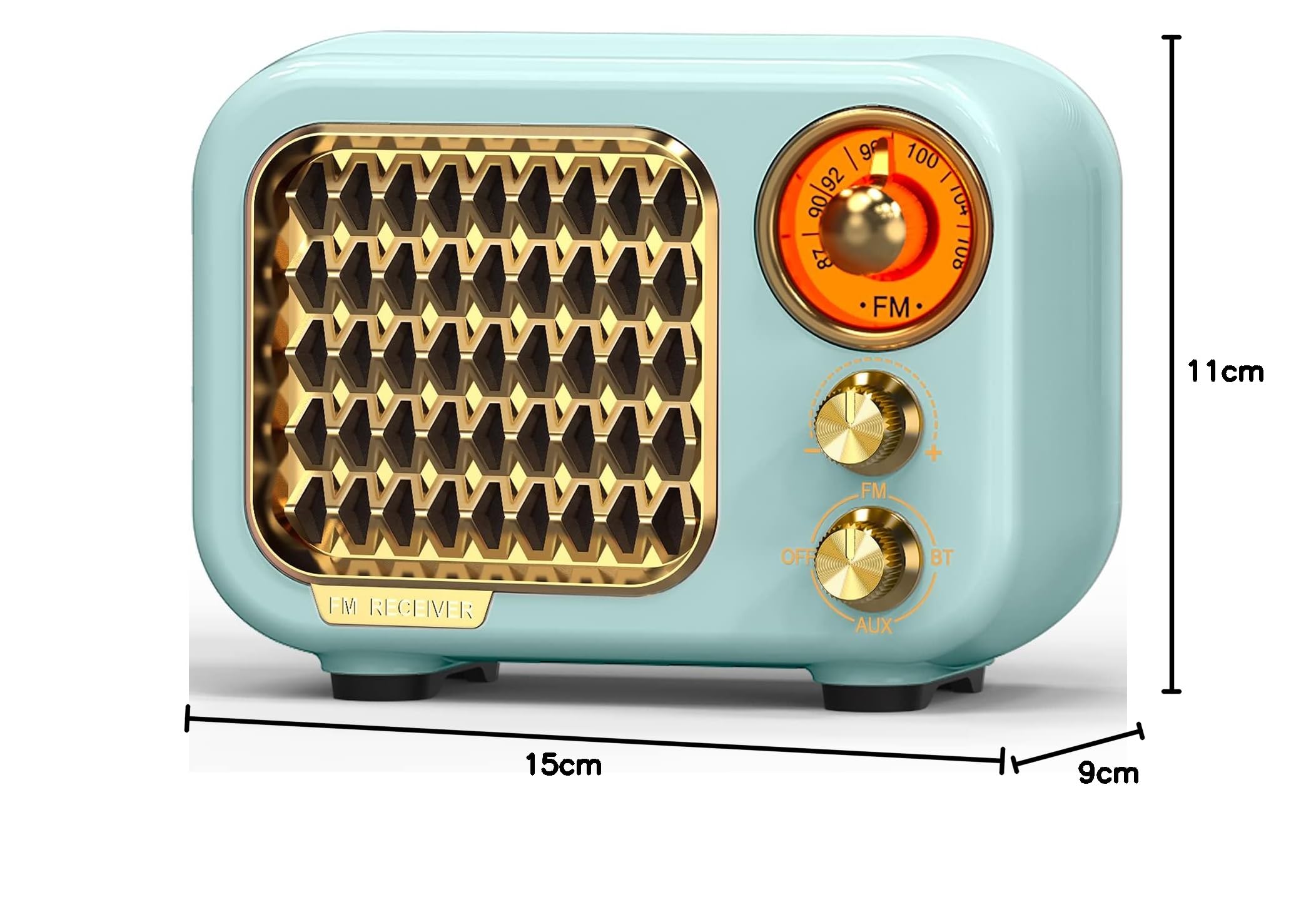 Tendak Radio Portatile FM Bluetooth 5.1 Retro, Altoparlante Hi-Fi, Batteria 1000 mAh, Supporto TF/AUX/USB