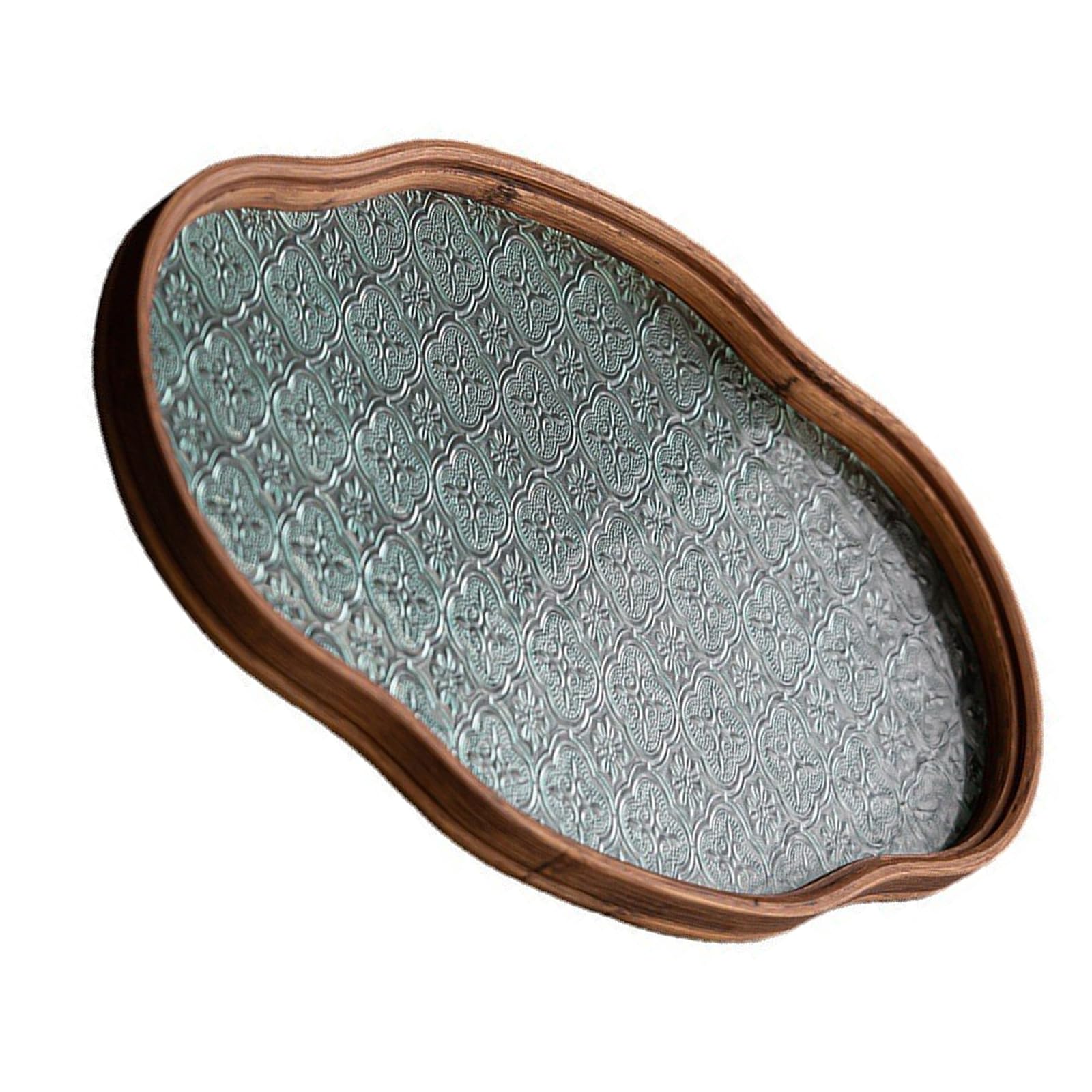 Kalttoy Clear Florals Glass Tray For Afternoon Tea And Home Decoration With Rounded Edges And Sturdy Construction Serving Tray