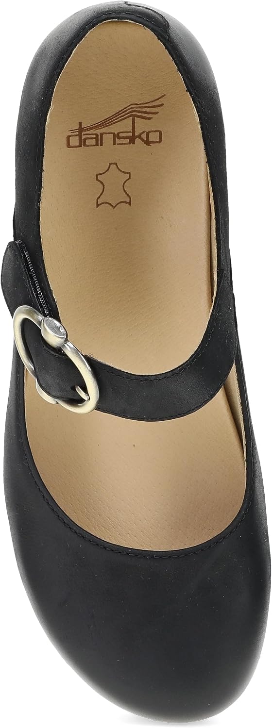 Dansko Bonny Mary Jane Clog for Women — Leather and Suede Comfort Shoe with Adjustable Hook-and-Loop Strap, Memory Foam Footbed, Work to Casual Style