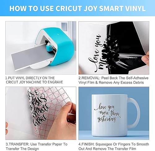 Miniatura 5 de Vinilo inteligente permanente para Cricut Joy, 30 hojas (5.5 x 12 pulgadas), vinilo adhesivo para manualidades, paquete de vinilo de 15 colores para