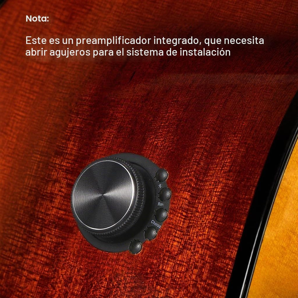 Sistema de preamplificador de Guitarra Trans de la Misma frecuencia SFT con retardo de Coro de reverberación, batería Recargable de Iones de Litio (Necesita Agujeros de Apertura para Instalar)