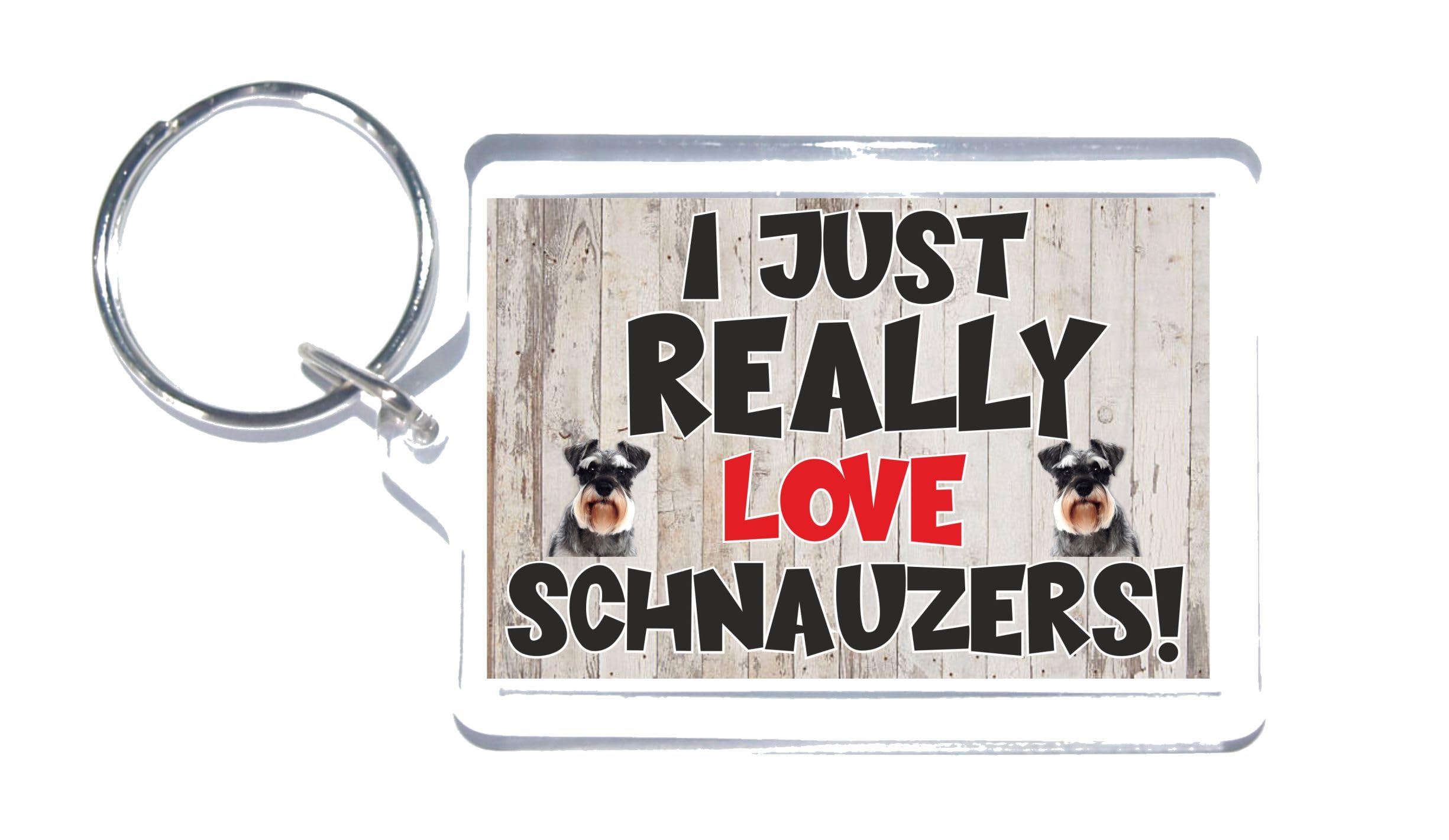 Nice Dog Gift – I Just Really Love Schnauzers – Novelty Keyring