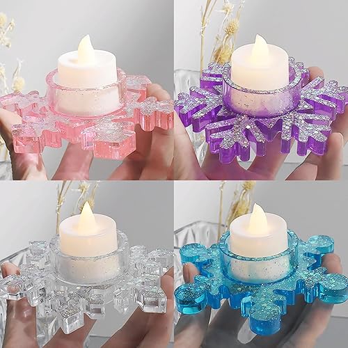 Miniatura 7 de Moldes de silicona de Navidad para hacer velas, diseño de copos de nieve, moldes de resina para decoración de fiestas, forma de vela, molde de yeso