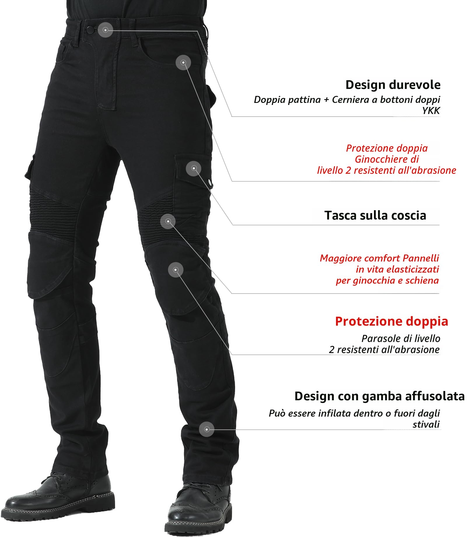 CTBQiTom Pantaloni Moto Uomo con Fodera Aramid e Protezione CE Rimovibile per Motocross