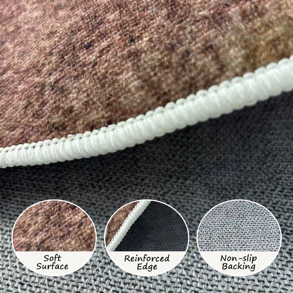 Modern Abstract Irregular Shaped Area Rug Soft Washable Carpet for Bedroom Livingroom Dining Kitchen Runner Rug Brown Beige Aesthetic 5x8 Floorcover