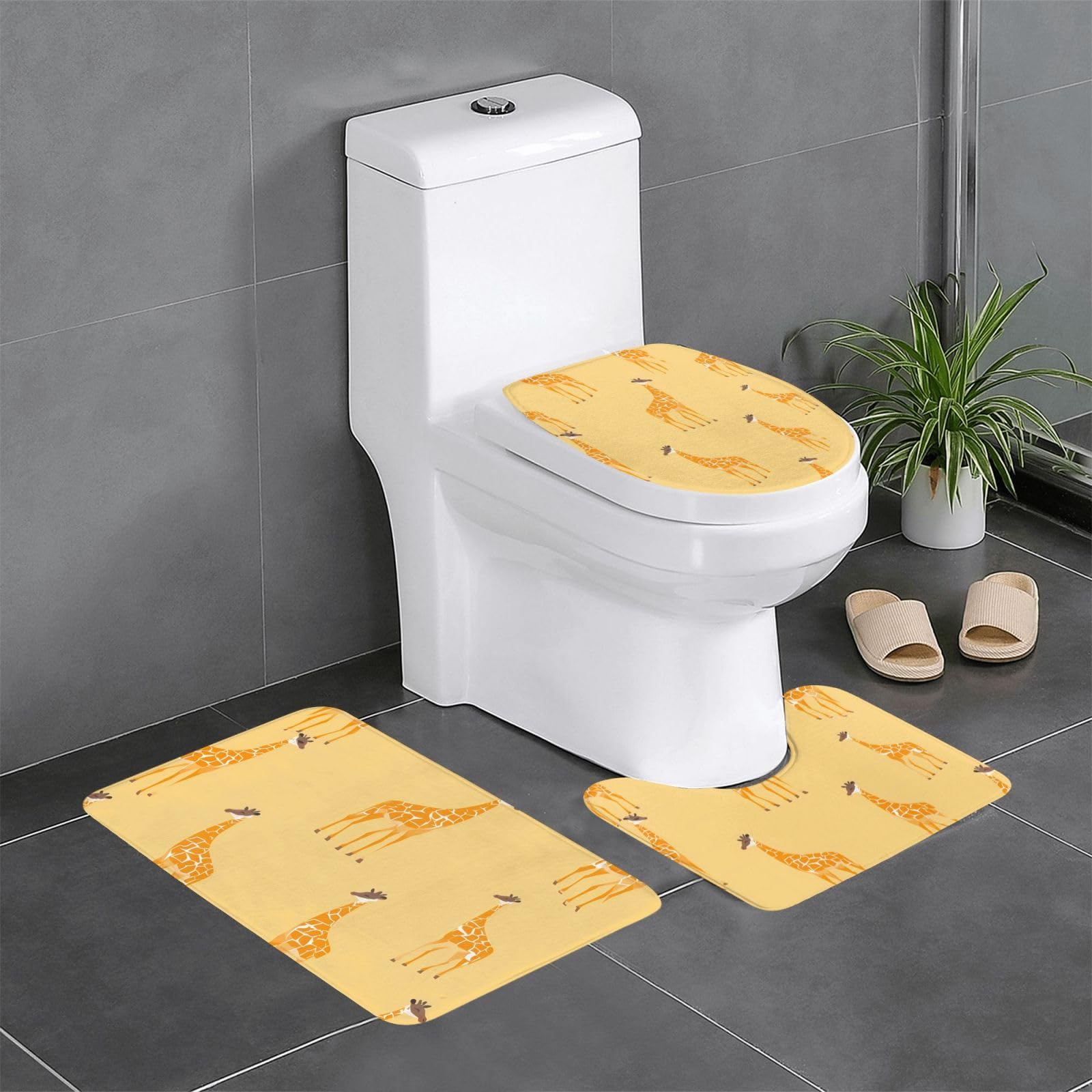 Tapis de sol antidérapant en flanelle facile à nettoyer, lot de 3 épais imprimé girafe