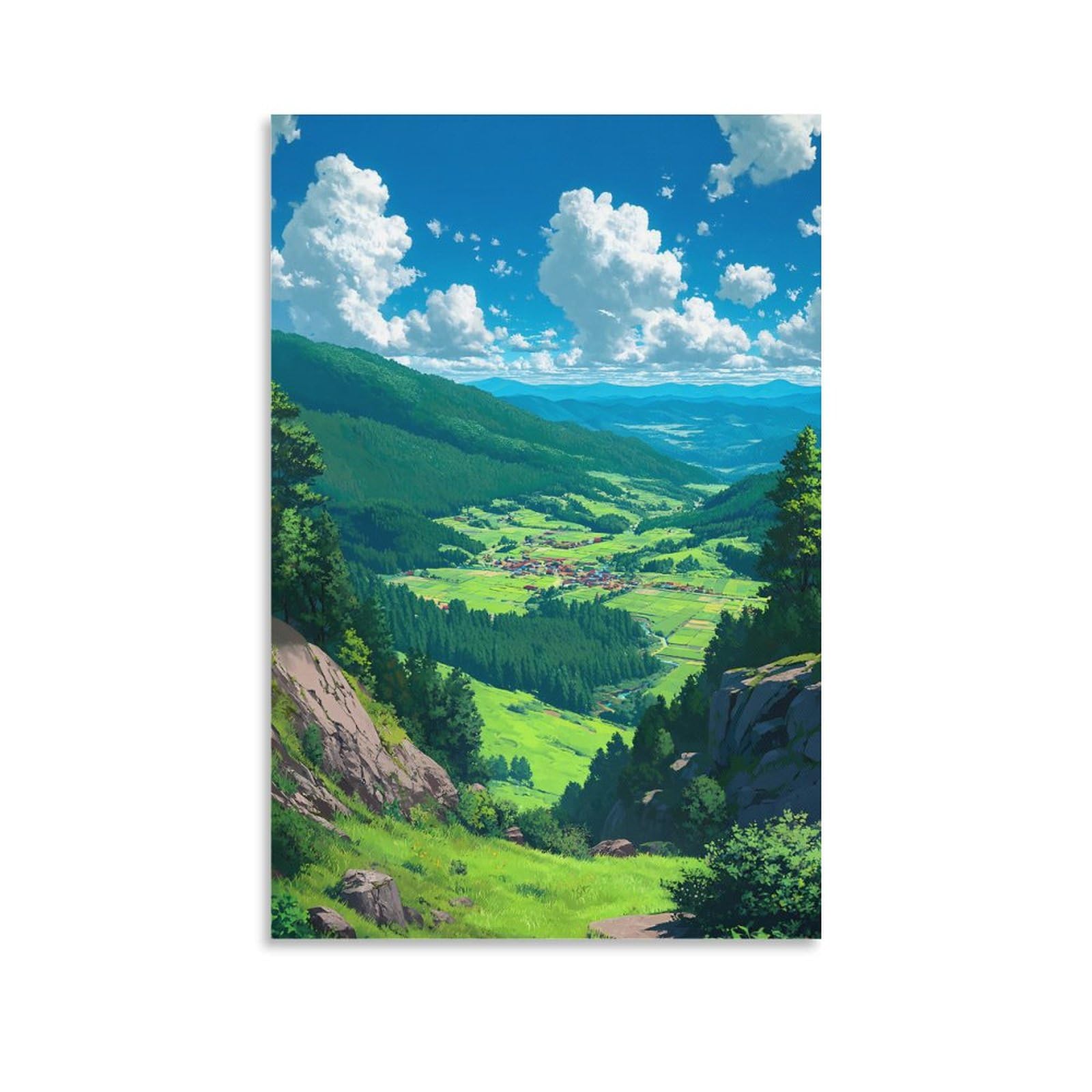 Amazon.co.jp: ポスター 山 自然 風水 絵 山の絵 緑の絵 玄関