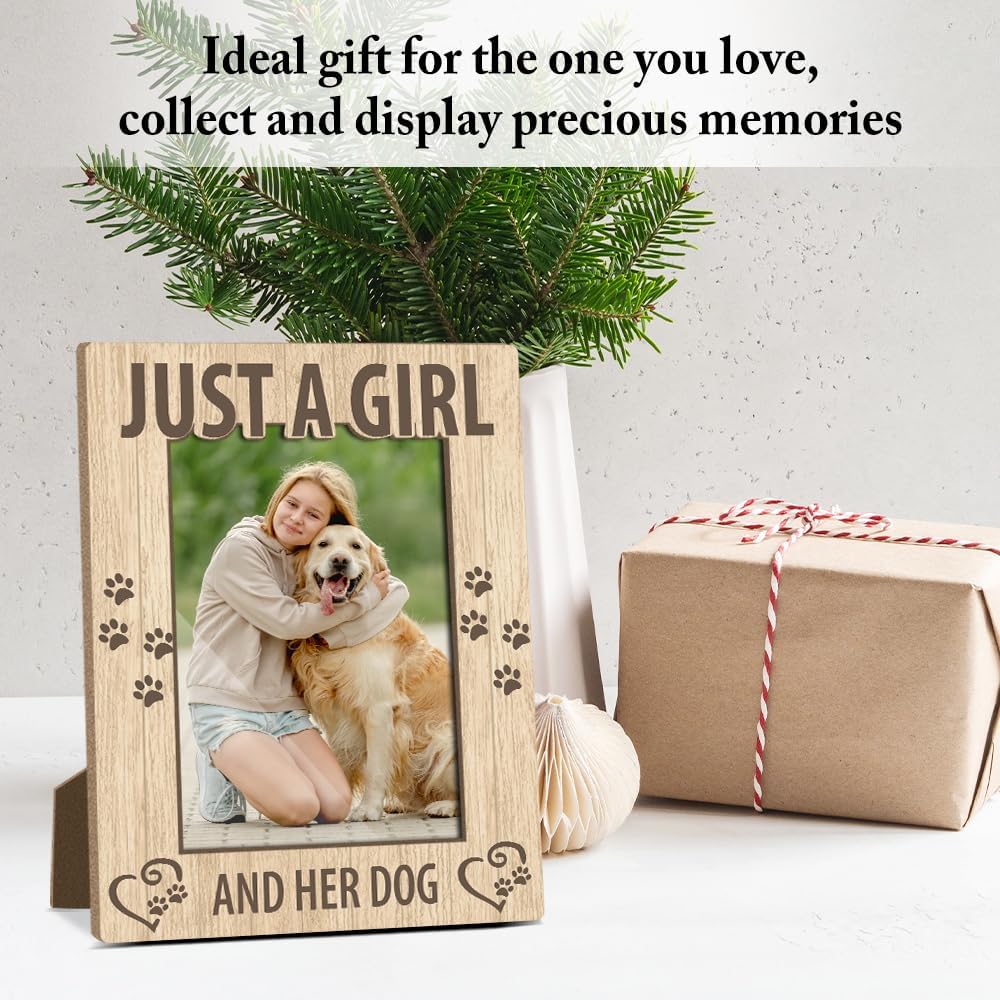 Dog Lovers Gifts, Just A Girl And Her Dog Picture Frame, Gift for Pet Owner Dogs Mom, 4x6 Photo Frame with Support for Tabletop Display Home Decor -013 - Image 5