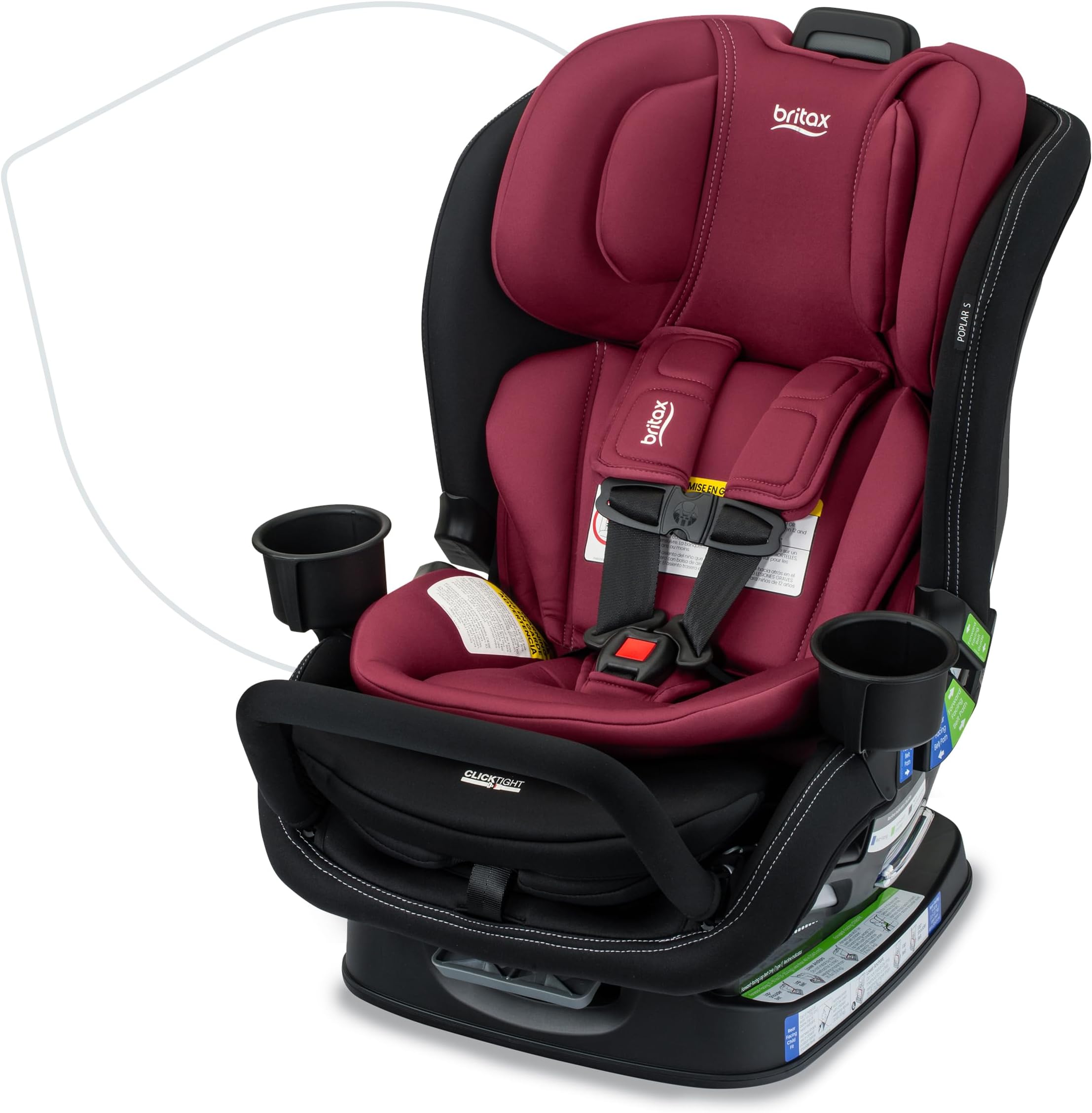 Britax Poplar S Convertible Car Seat, 2-in-1 Car Seat with Slim 17-Inch Design, ClickTight Technology, Ruby Onyx