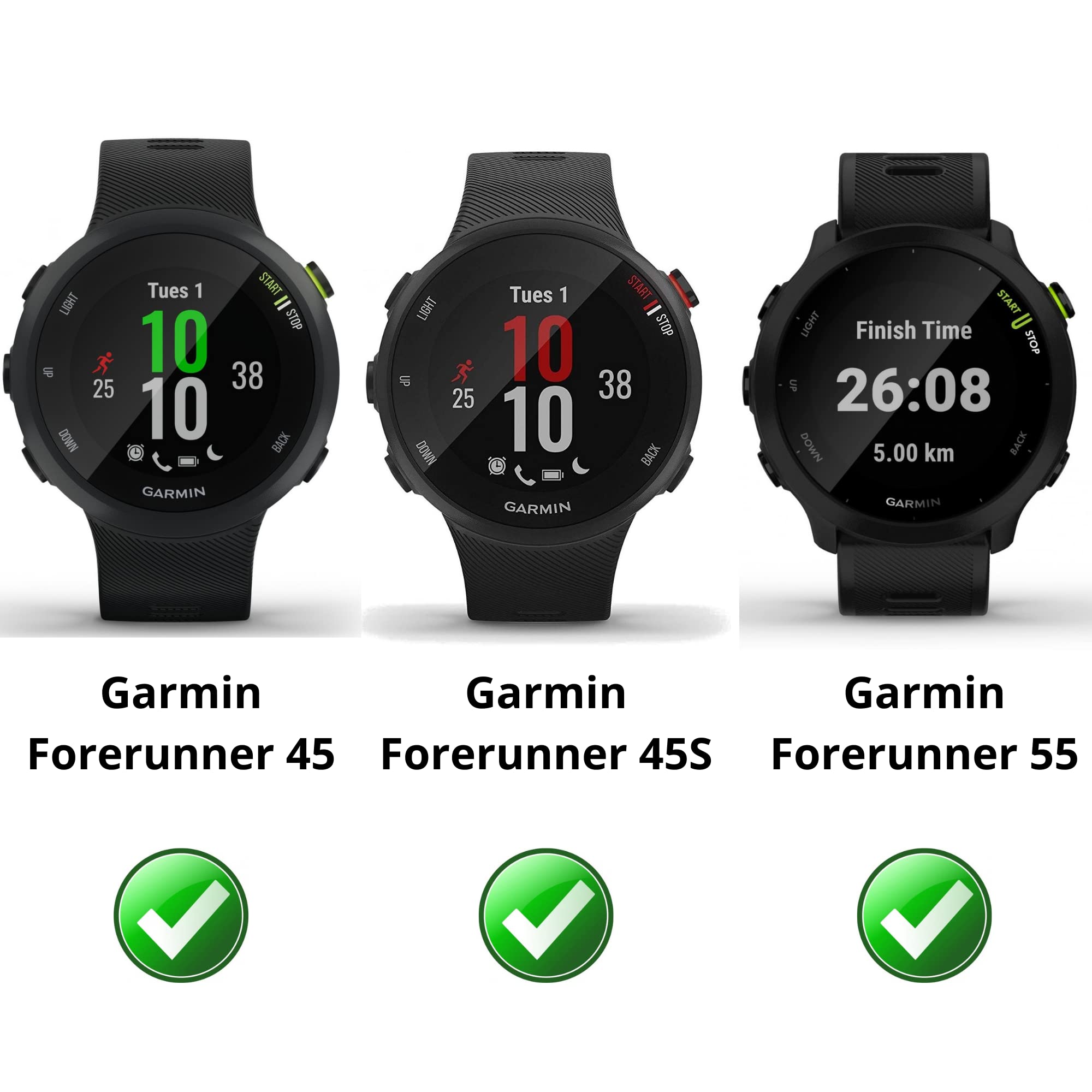 Vetro Temperato 9H Per Garmin Forerunner 55/45/245 - 4 Pezzi Pellicola Anti Graffio HD Per Schermo Orologio