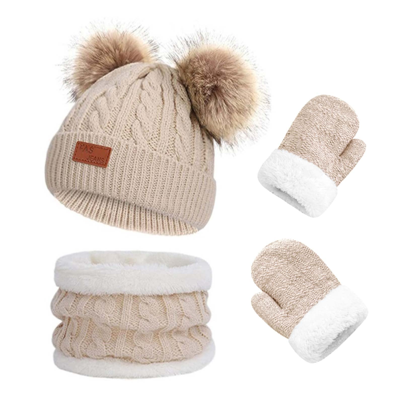 Duoyeree Baby Winter Hat Scarf Glove Beanie Set