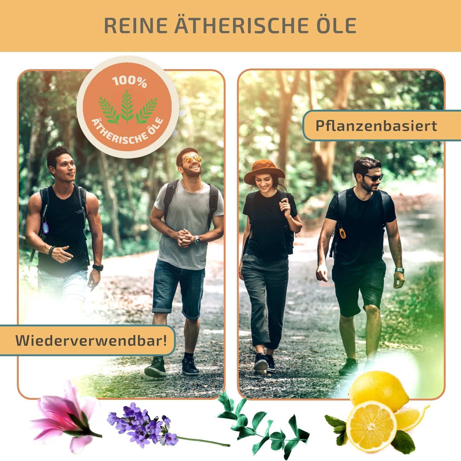 OLLEENO® Mückenschutz Clip Moskito Insektenschutz Anhänger für Outdoor Camping Wandern Sport Anti Mücken Clip aus Neopren (4 Stück + 4 Nachfüll-Pellets)