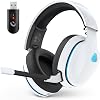 AOC Auriculares Gamer Inalámbricos 2.4GHz para PS5, PS4, PC, Switch, 45Hr, Blanco | Auriculares Bluetooth 6.0 con Micrófono con Cancelación de Ruido, Sonido Envolvente Virtual 7.1, Ideales para Fortnite y Call of Duty/Jugadores FPS 1