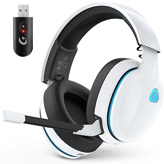 AOC 2.4GHz Wireless Gaming Headset for PS5, PS4 Fortnite & Call of Duty/FPS Gamers, PC, Switch, Bluetooth 6.0 Gaming Headphones with Noise Canceling Mic, 7.1 Virtual Surround, 45Hr Battery -White - Amazon product rated Grade A