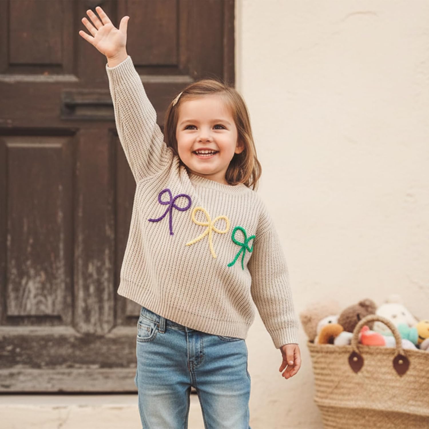 Infant Newborn Baby Girl Cute Long Sleeve Bow Embroidery Chunky Knitted Sweater Toddler Fall Winter Outfits - Image 5