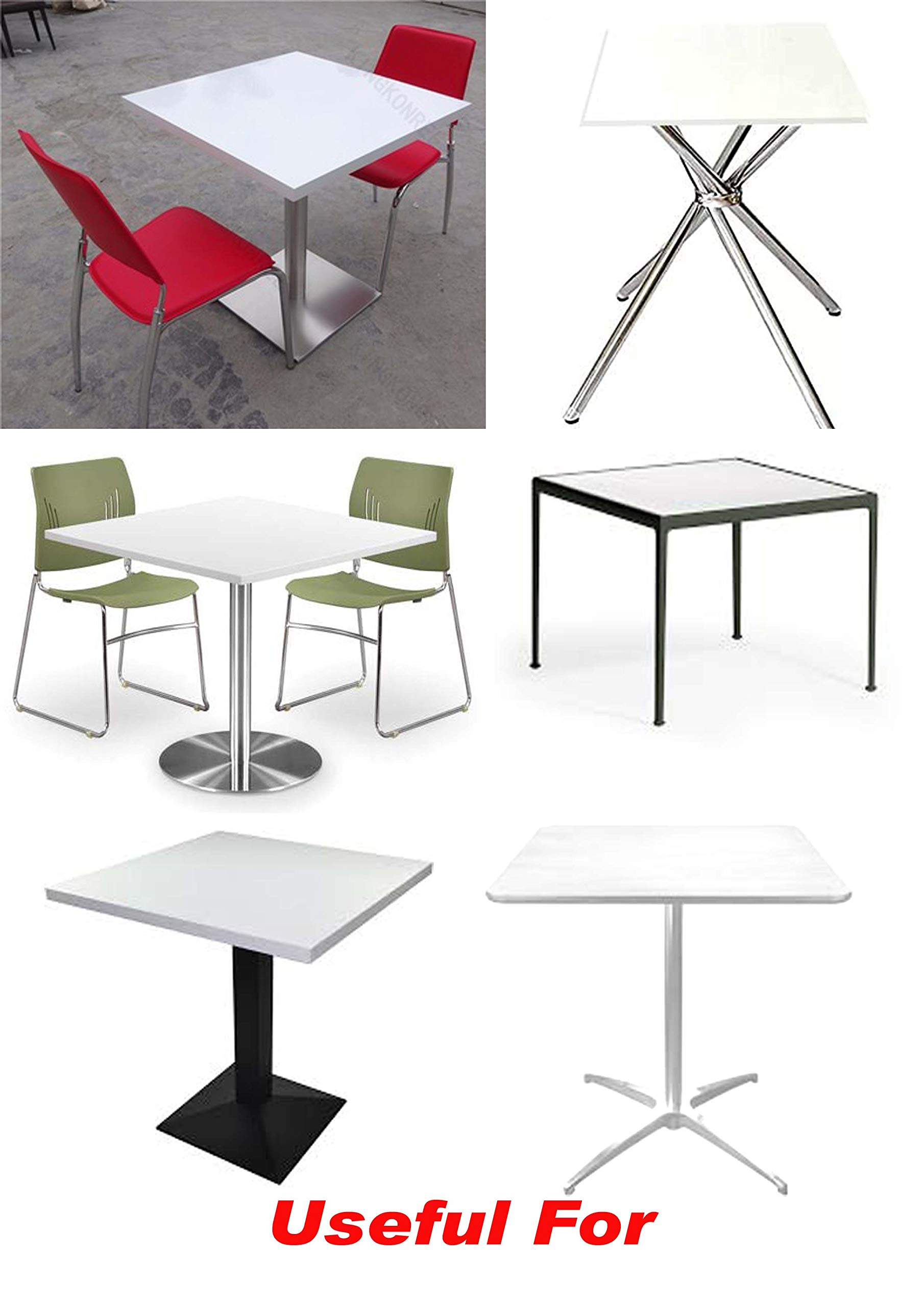 AVRIAN Square Table Top Made of Engineered Wood Board (White) Used: Cafeteria/Restaurant/Bar/Outdoor/Garden/Dining/Pedestal Table Top Size 24 x 24 in(Only Table Top No Table Legs) 2