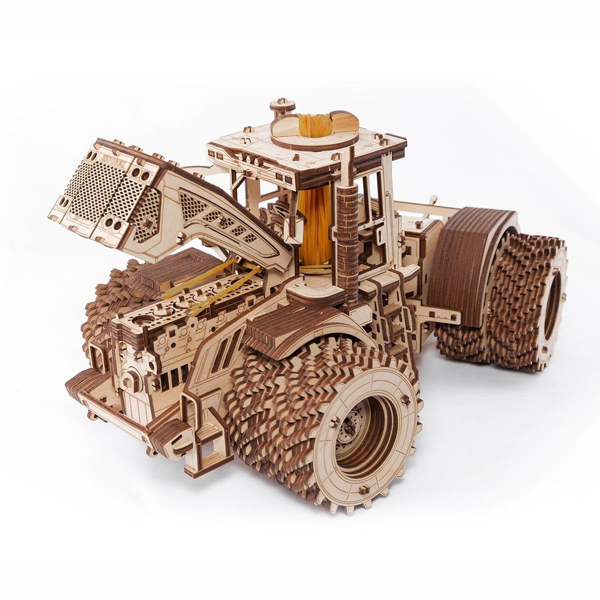 3D Holz Puzzle Mechanisches K-7M Traktor, 596 Stück Holzpuzzle Erwachsene Mechanische Montage Modellbausatz Basteln Modell, Geschenke und Dekoration