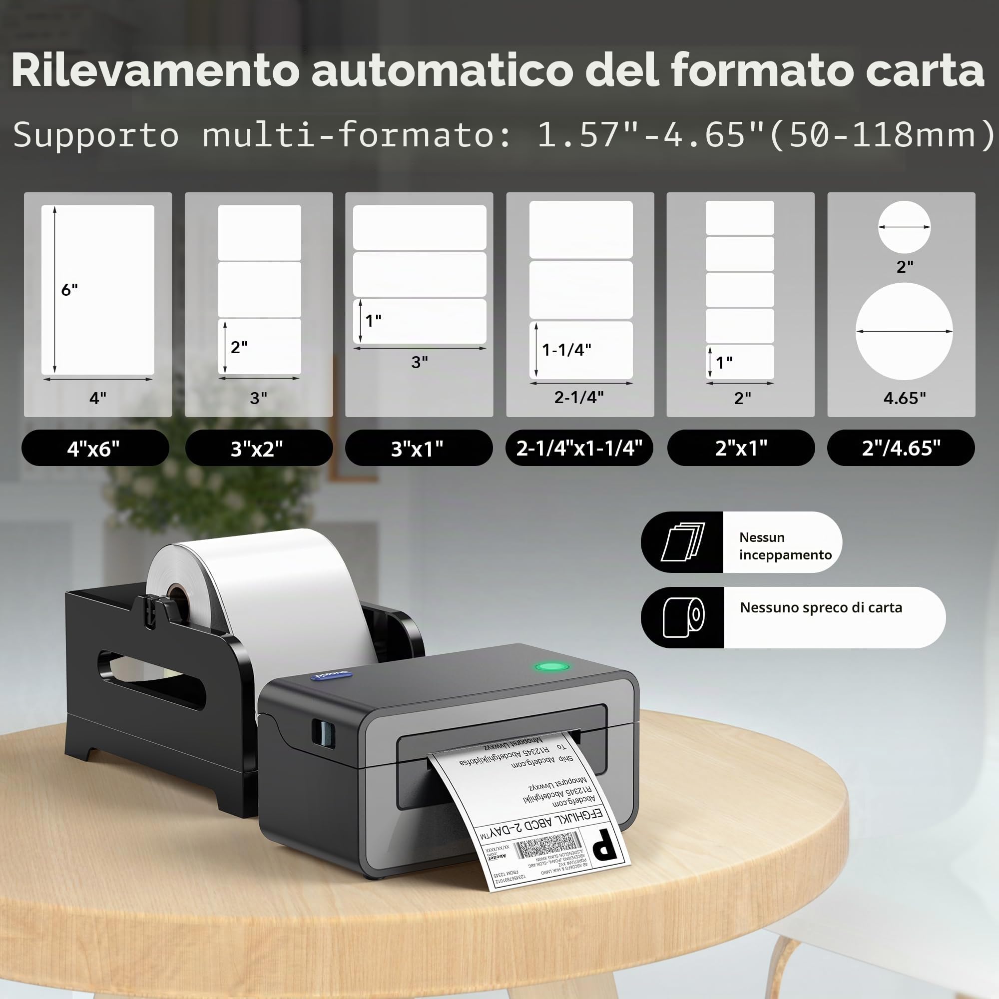 POLONO Stampante Etichette Spedizione, Stampante Termica Etichette 4x6, Etichettatrice Termica Diretta Commerciale, Compatibile con USPS, FedEx, Shopify, Ebay, Amazon, Supporta Molteplici Sistemi