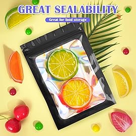 JETMORE 300 Pcs Mylar Bags, Smell Proof Bags Foil Pouch, Holographic Resealable Bags for Small Business, Candy Sample Jewelry Bag Sealable Packaging for Party Favor Food Storage (2.4x3.9in-Black)