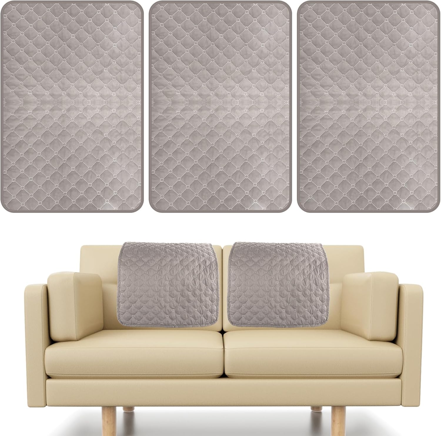 SUSIOLI 3Pcs Sofa Headrest Cover Soft Polyester Recliner Headrest Protector Wear Resistant