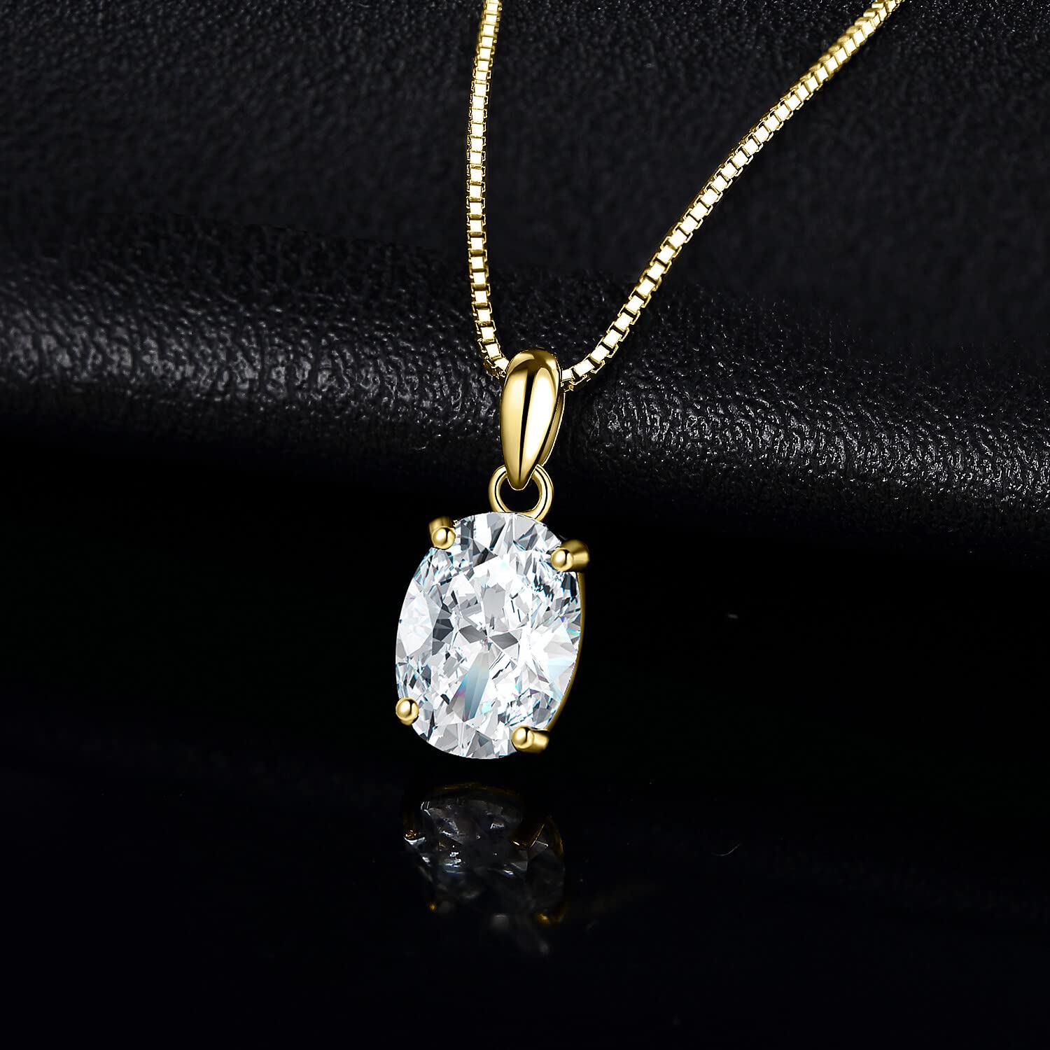 JewelryPalace owalny 1ct 2ct Moissanite łańcuszek wisiorek, naszyjnik damski srebro 925, biżuteria dziewczyny kobiety różowe złoto złoto 45CM