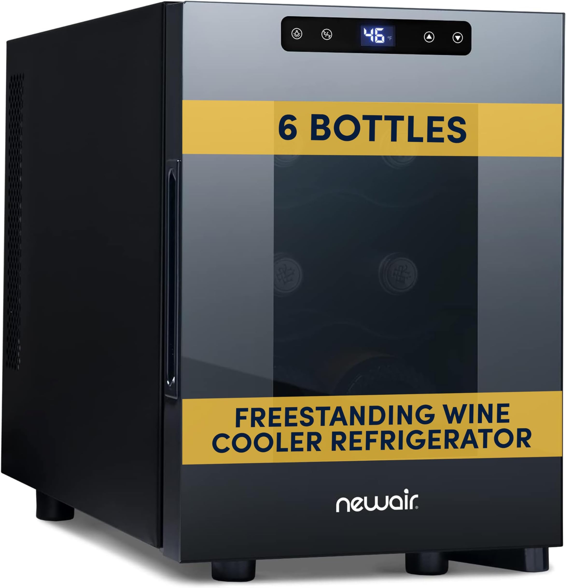 Shadow-T Series Wine Cooler | 6 Bottles, Compact Countertop Mirror Wine Cellar with Triple Layer Tempered Glass Door, Vibration-Free Thermoelectric Cooling & Ultra
