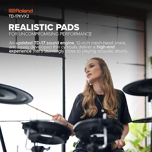 Miniatura 4 de Roland TD-17KVX2 V-Drums | Kit de batería electrónica silencioso de 5 piezas con 2 choques, paseo y Hi-Hat montado en soporte acústico