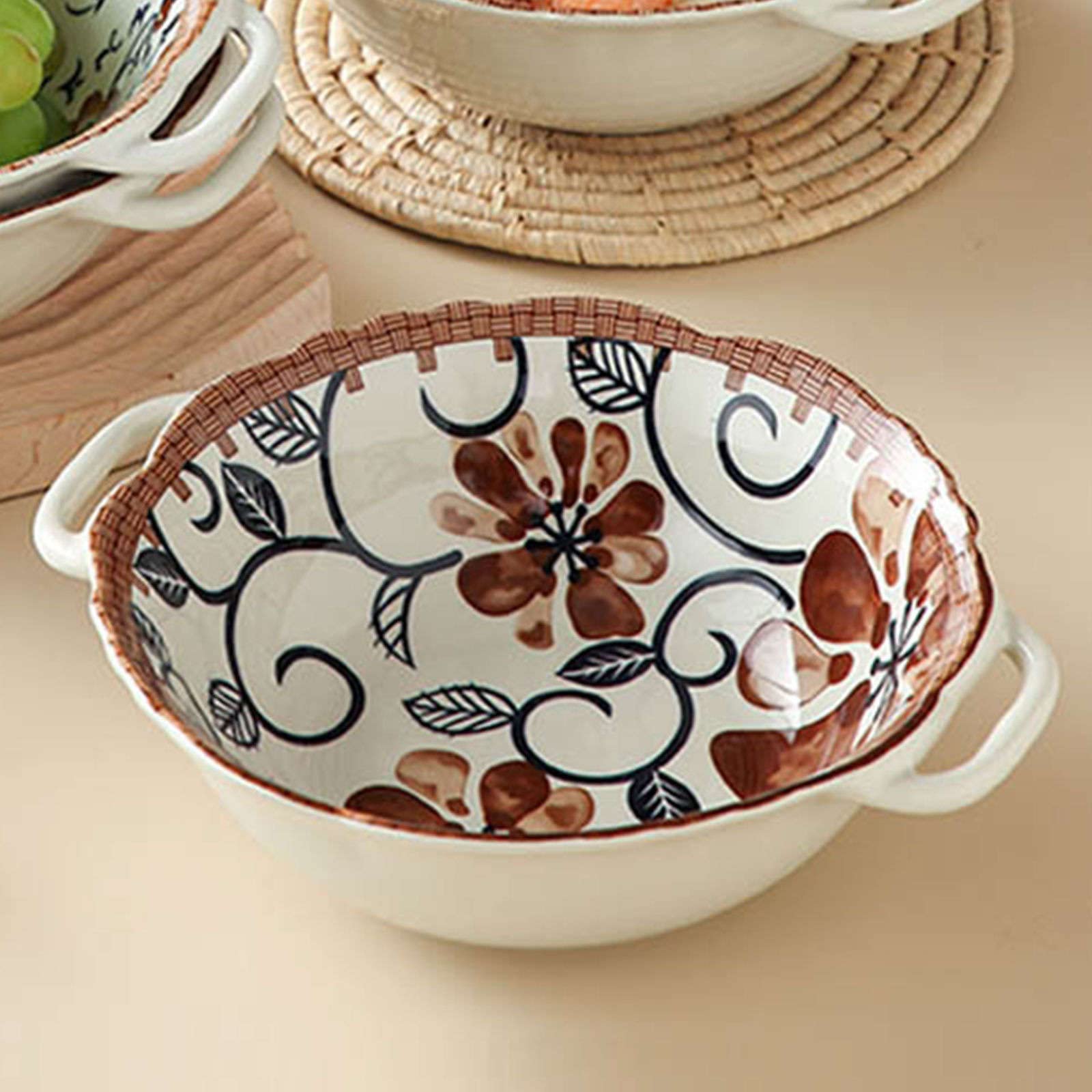 Vaisselle Bol à soupe ramen en céramique, tasse à soupe, bol en céramique, bol à ramen en céramique, grands bols pho, bol à soupe allant au micro-ondes, bol à nouilles Udon-Fu-23x20x7cm,800 ml (couleu