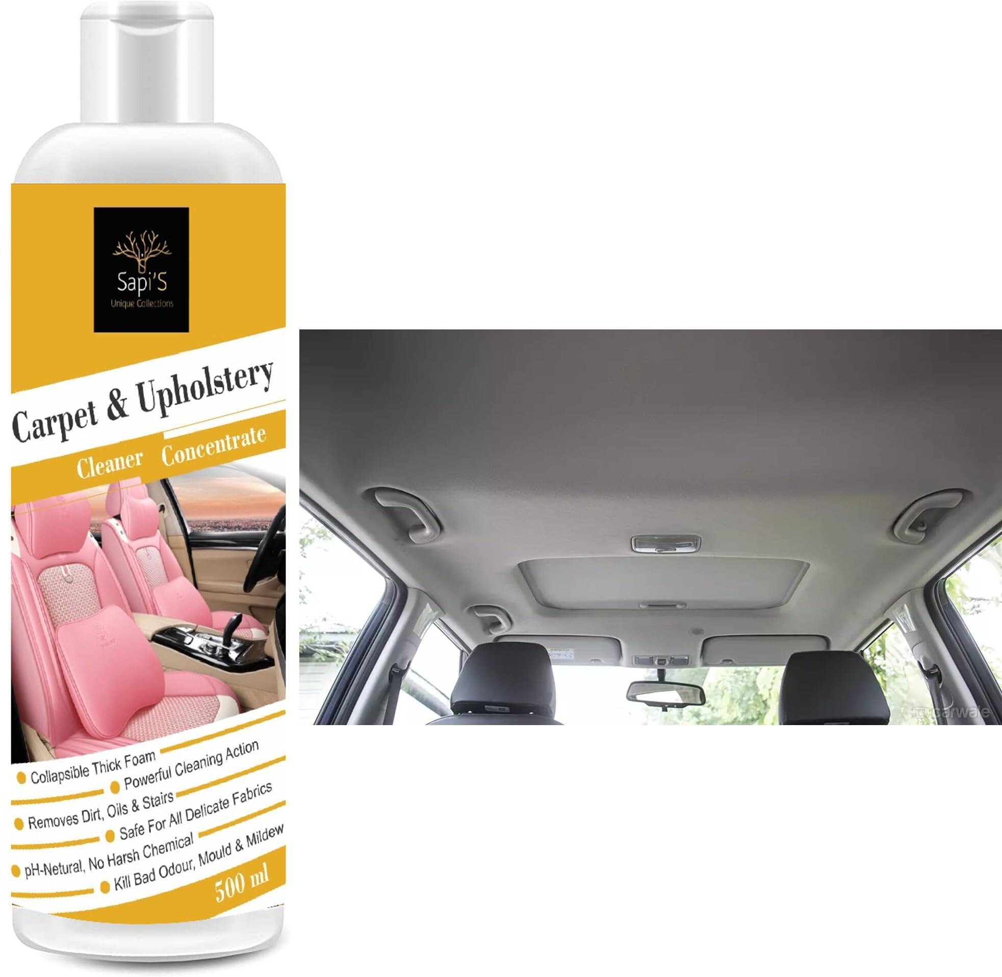 SAPI'S Car Interior Cleaner (500ml) - Leather, Fabric, Carpet Upholstery Cleaner for Seats, Dashboard, Headliner, Door Panels-image-21