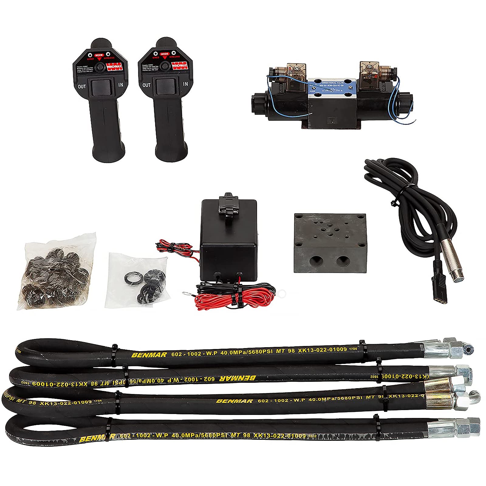 WINCHMAX. Verricello idraulico Z da 9.072 kg (20.000 lb). Fune in acciaio da 25 m x 14 mm. Gancio da 12,7 mm. Sistema di controllo a 24 V.