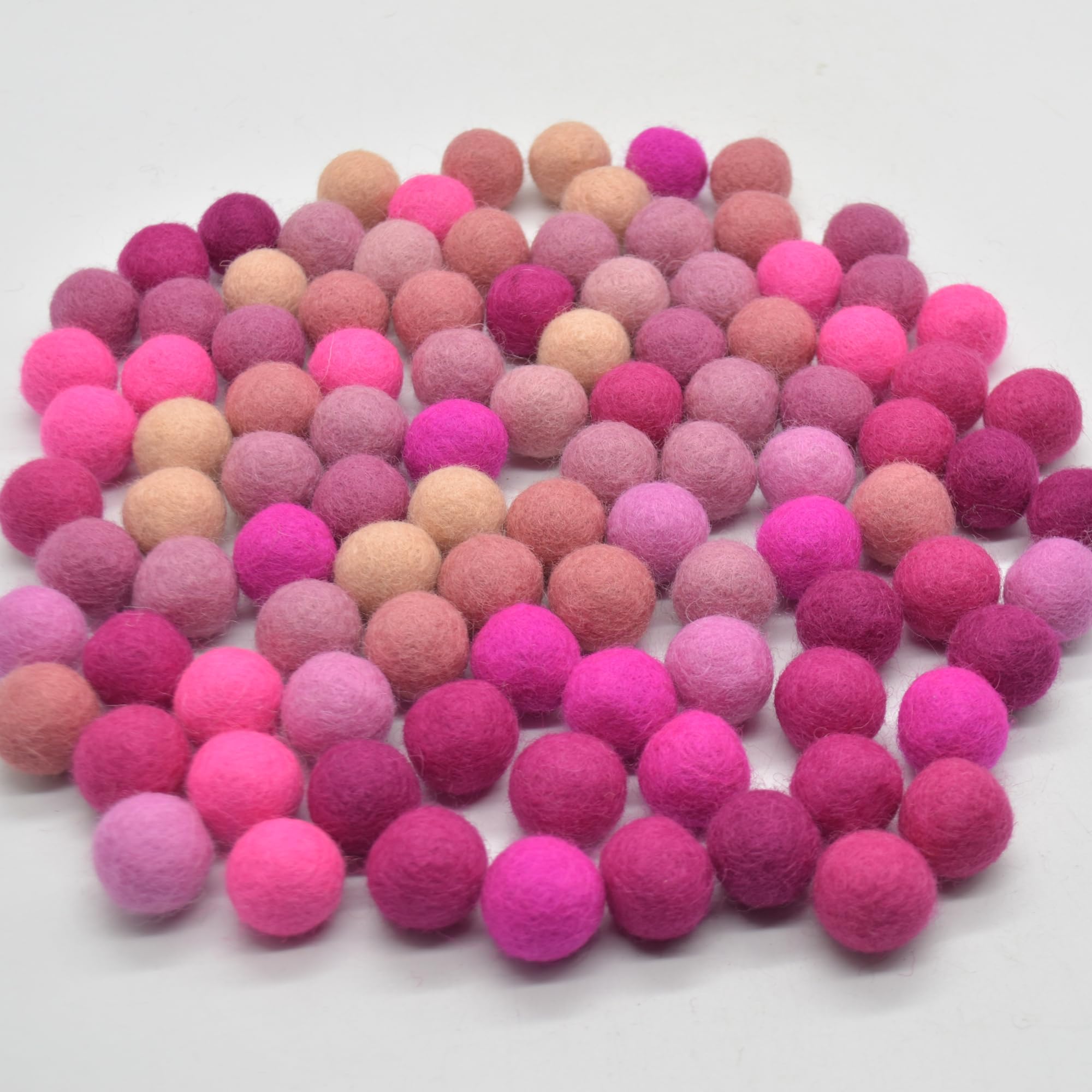 Oriental Direct Pink Colours 100% Wool Felt Balls 2Cm - 100 Count