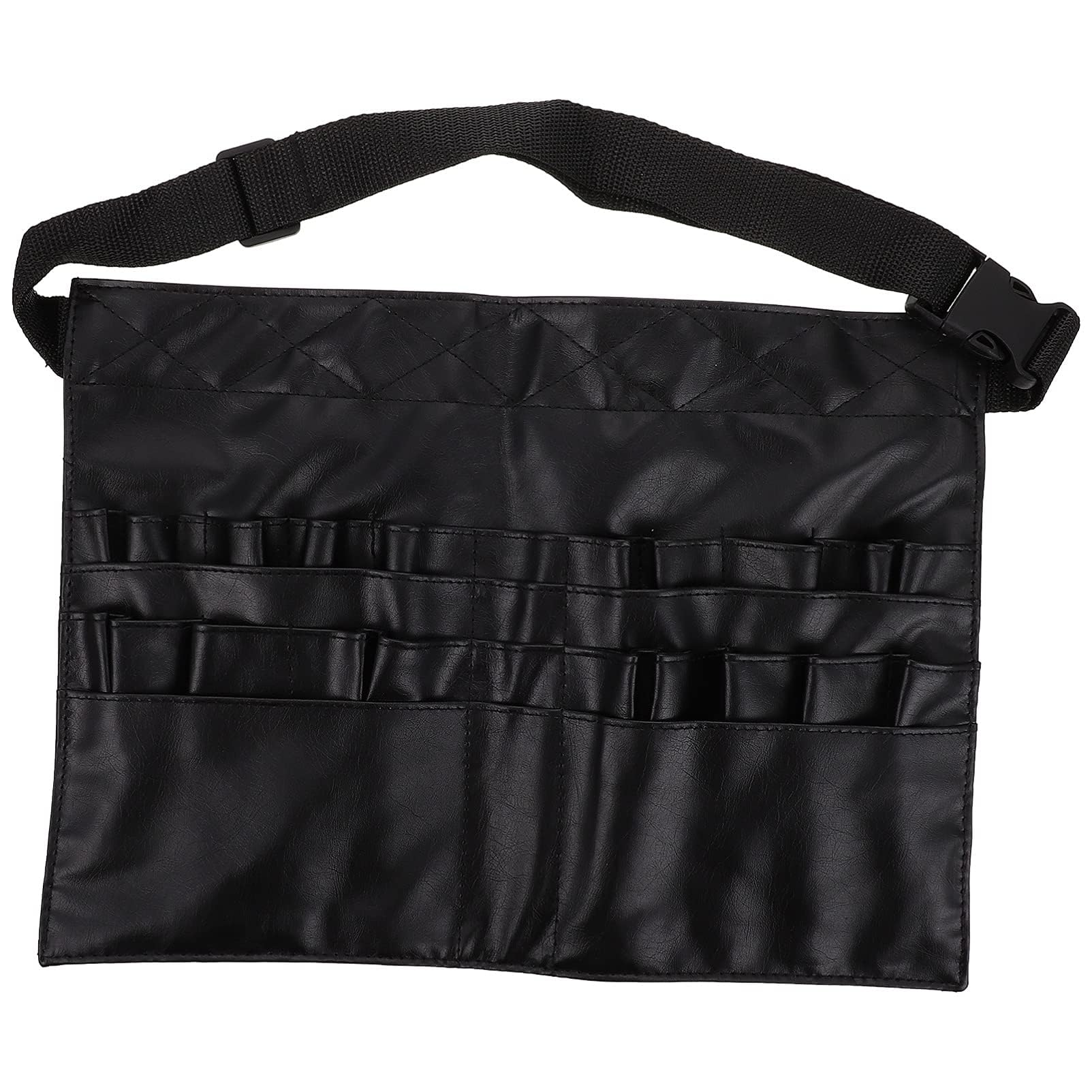 Folding Makeup Brush Pouch with Artist Belt Strap for Makeup Artist & Makeup Brush Organizer with Premium Leather Pouch for Women (Black)-image-22
