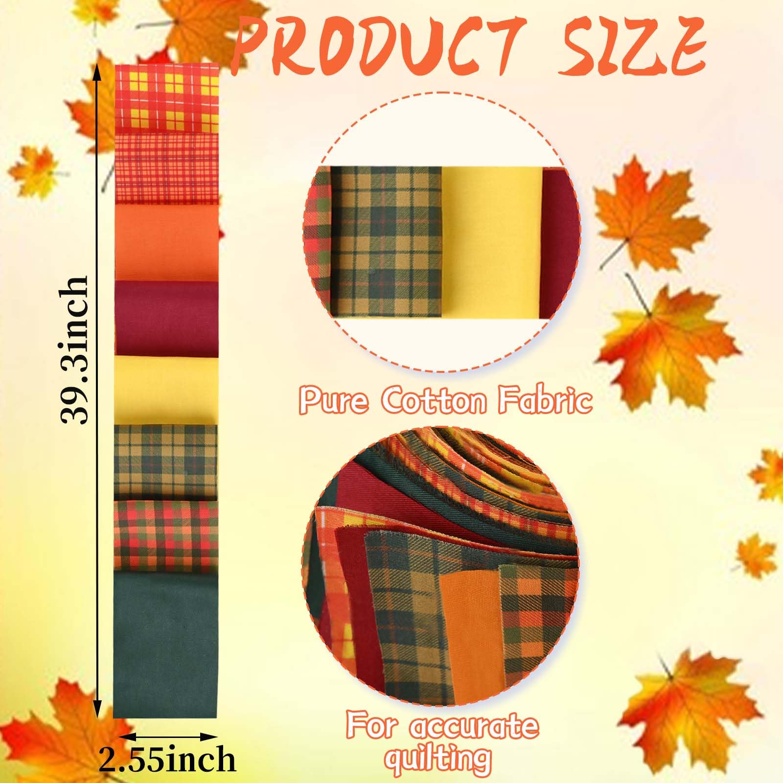 Lot De 40 Bandes Tissu Coton Automne - 6,5 Cm X 1 M - 12 Motifs Saisonniers Pour Patchwork, Couture, Déco - 14