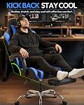 Chaise de jeu ergonomique avec repose-pieds, lourd service 330lbs chaise de bureau, Massage Lombaire, Hauteur réglable & Oreiller tête, Confortable pour soulager la douleur au dos, Streaming, Long Gaming, Bleu