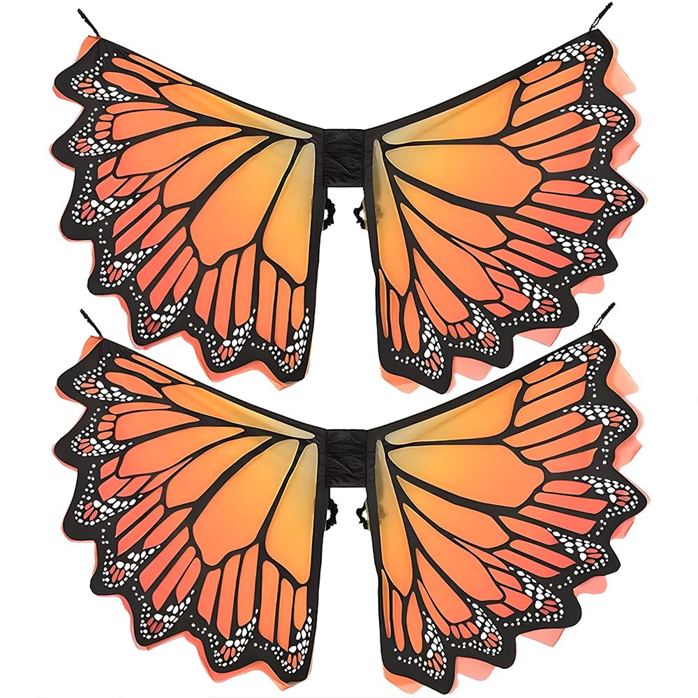 AmscanOrange Monarch Wings Accessory - 24.5 x 53 (Pack of 2) - Stunning, Premium Quality Costume, Perfect for Halloween, Cosplay, and Dance Performances