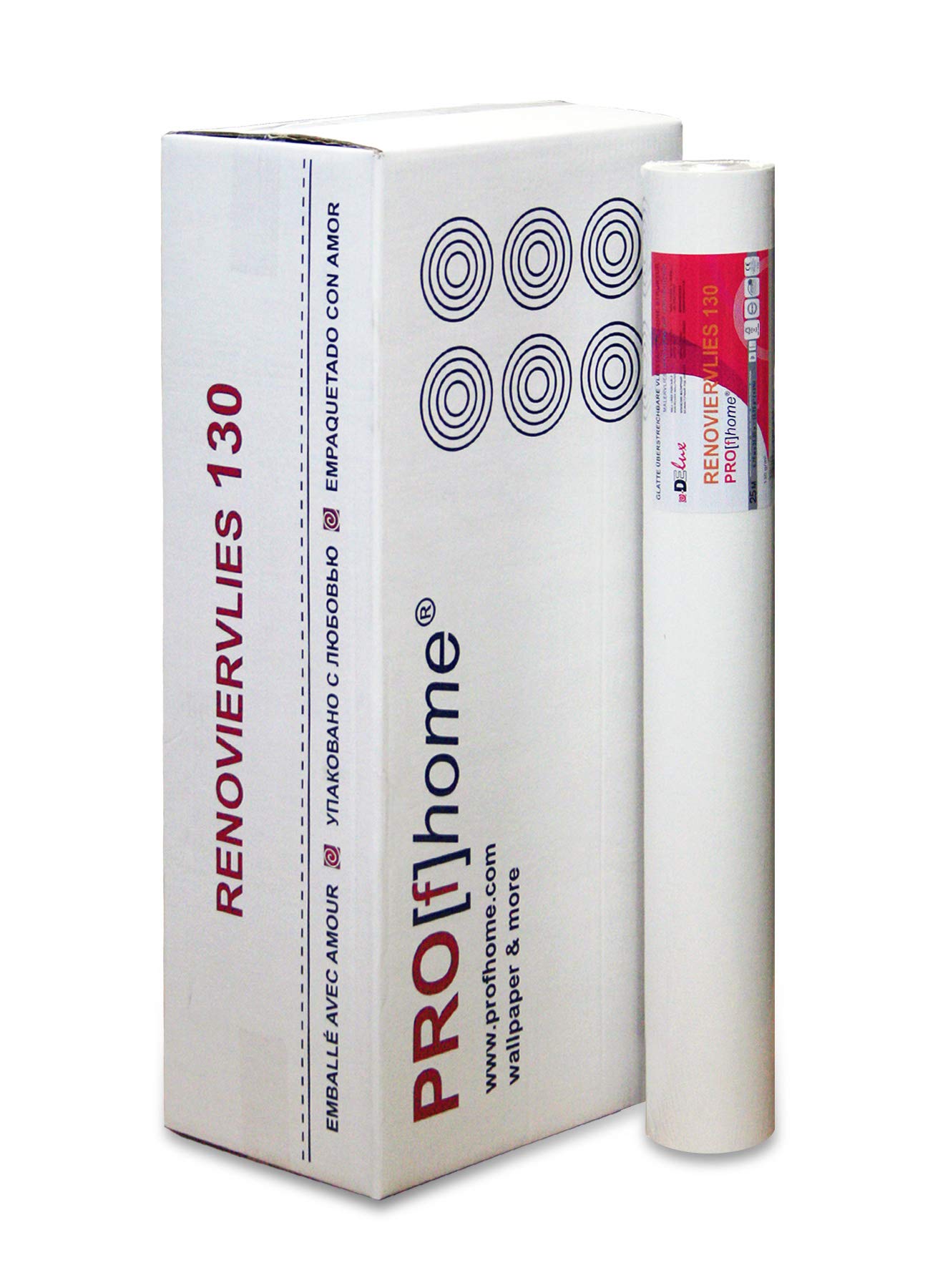 Profhome Renoviervlies 130g 399-130-X Malervlies Reparaturvlies Anstrich-Vlies Vliestapete zum Überstreichen FSC® MIX CREDIT Nr. TSUD-COC-001718-KR, 399-130-X:399-130-6/6 x 25 m x 0.75m = 112.5 m²