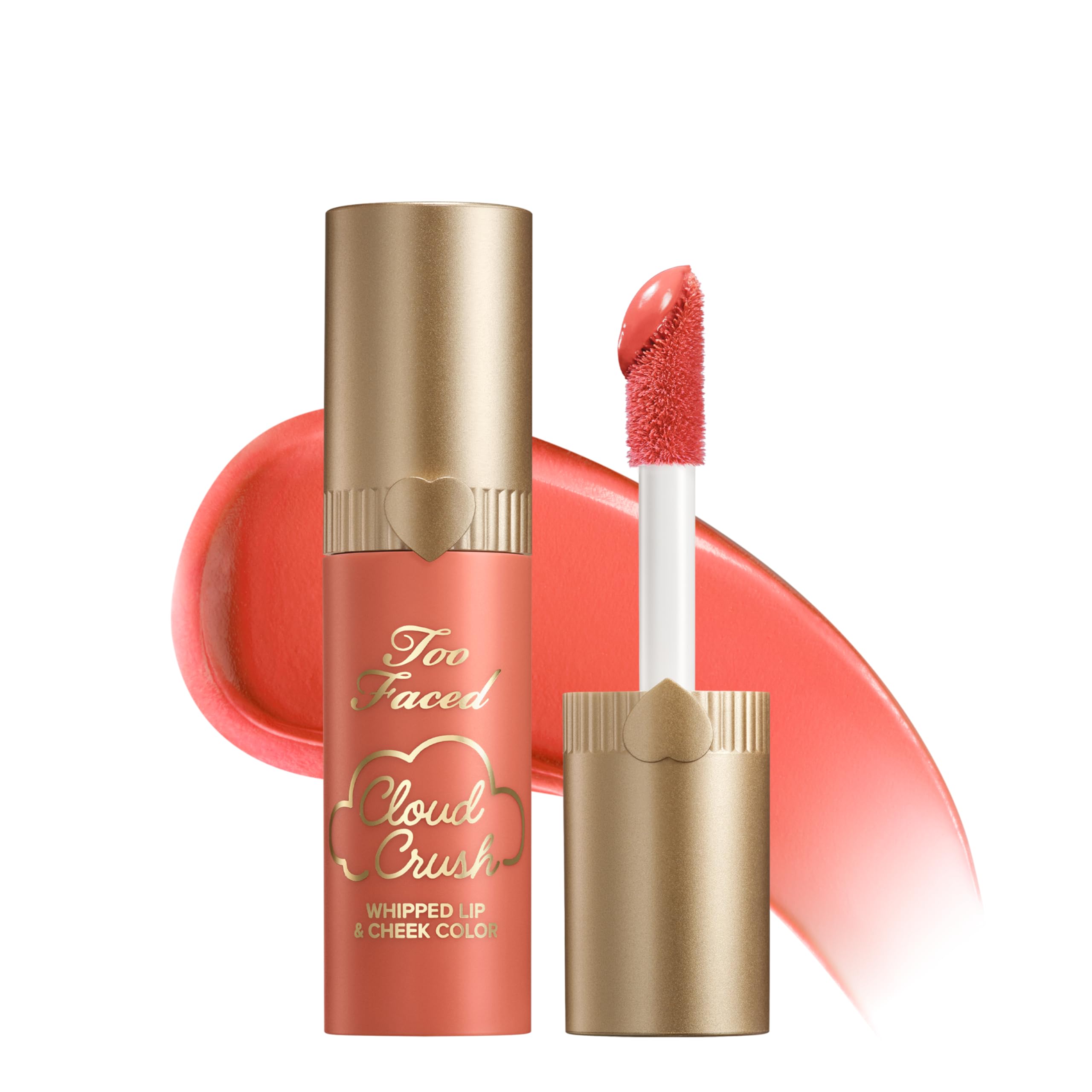 Too Faced Cloud Crush Whipped Lip & Cheek | Creamy Multi-Use Formula with Hyaluronic Oil for a Soft-Focus Longwear Flush 08 Peach Blur (Muted Coral) 0.15 Fl Oz