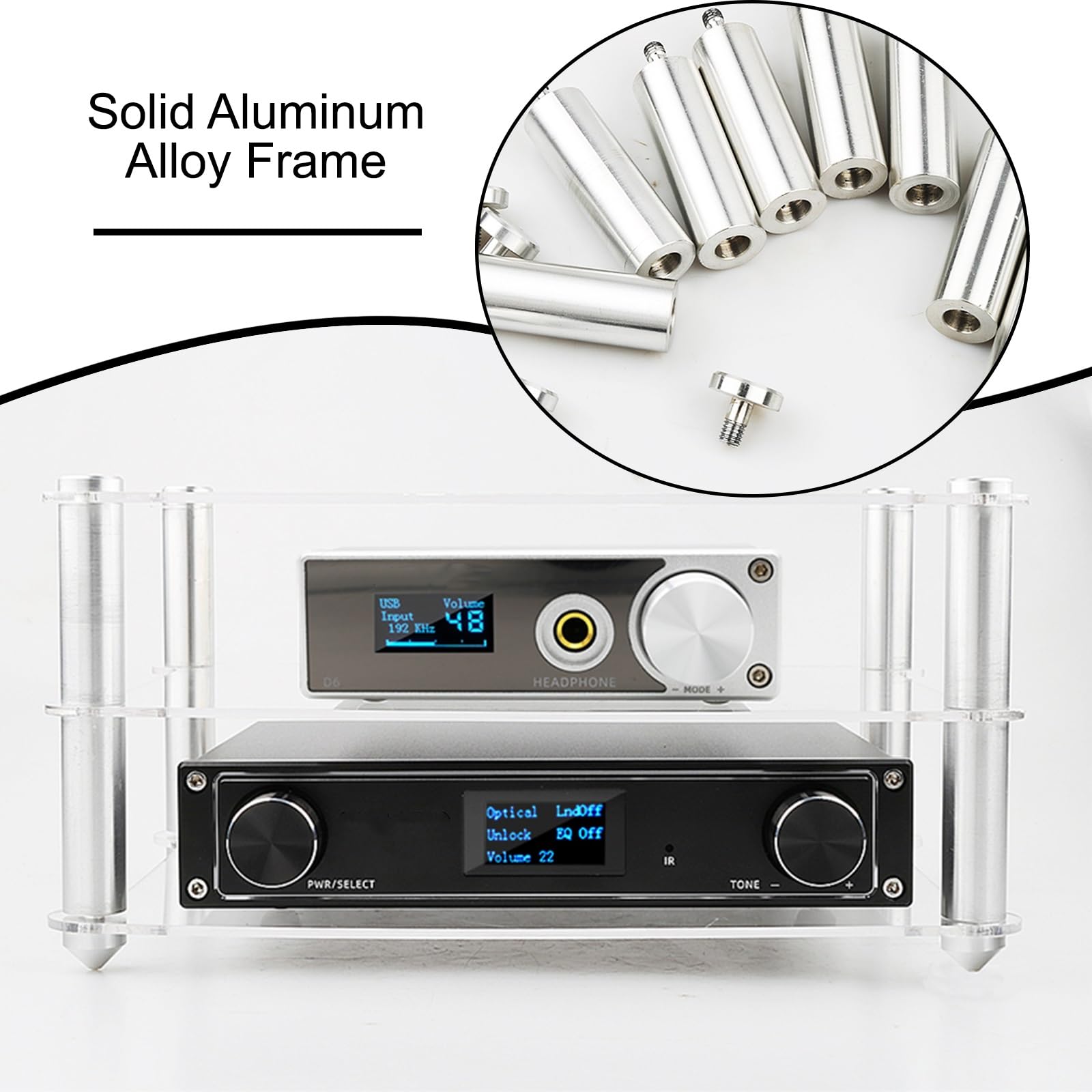 Rack stereo trasparente per componenti audiovideo HiFi Moderno supporto audio mobile per casa e ufficio Supporto stereo nero