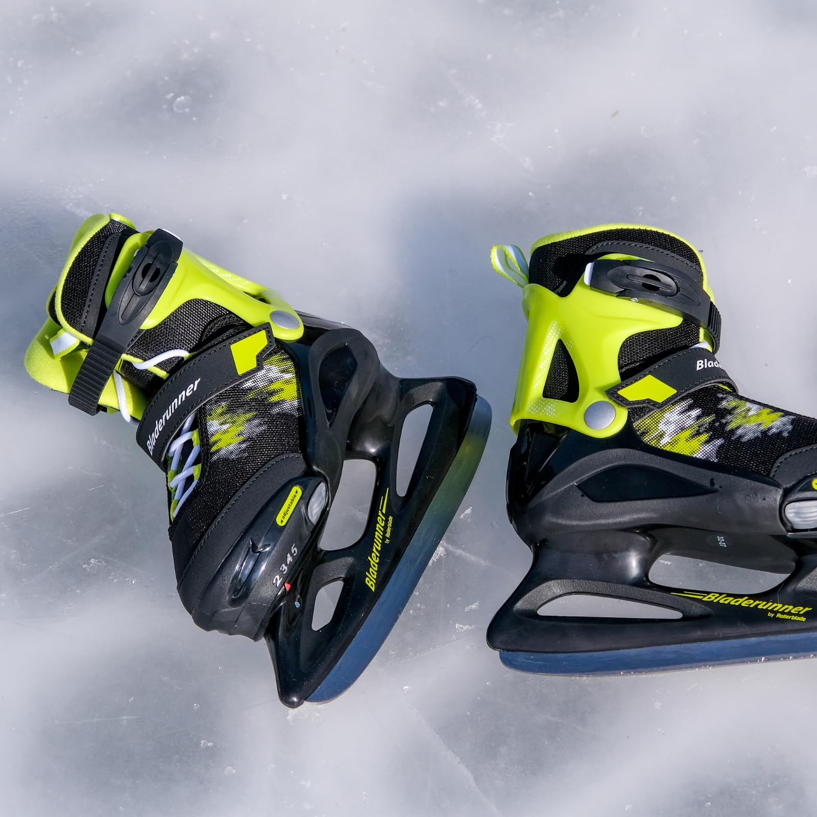 Bladerunner Micro Ice Pattini da ghiaccio Misura Regolabile, Bambini e ragazzi, Nero/Lime, 36-40