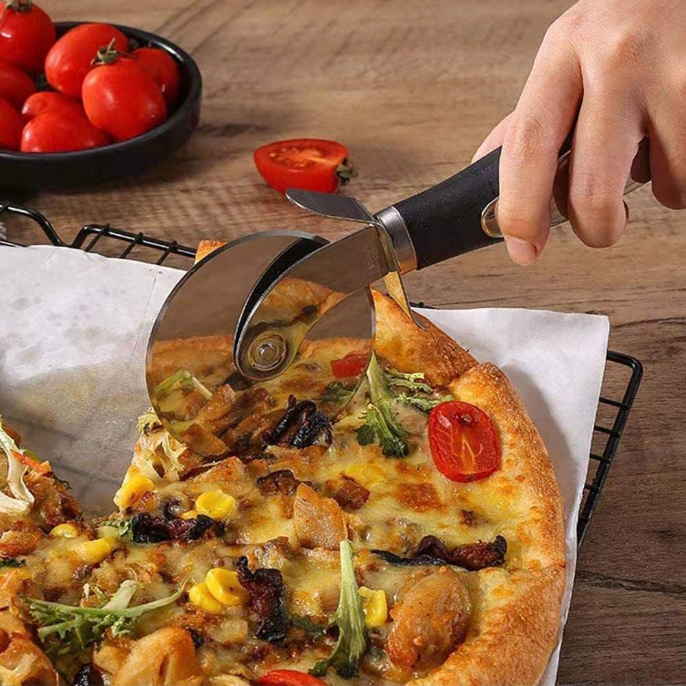Cortador de Pizza, Cortapizzas con Hoja en Forma de Rueda de Acero Inoxidable, Multifunción Cortar Pizza, Queso, Crepes