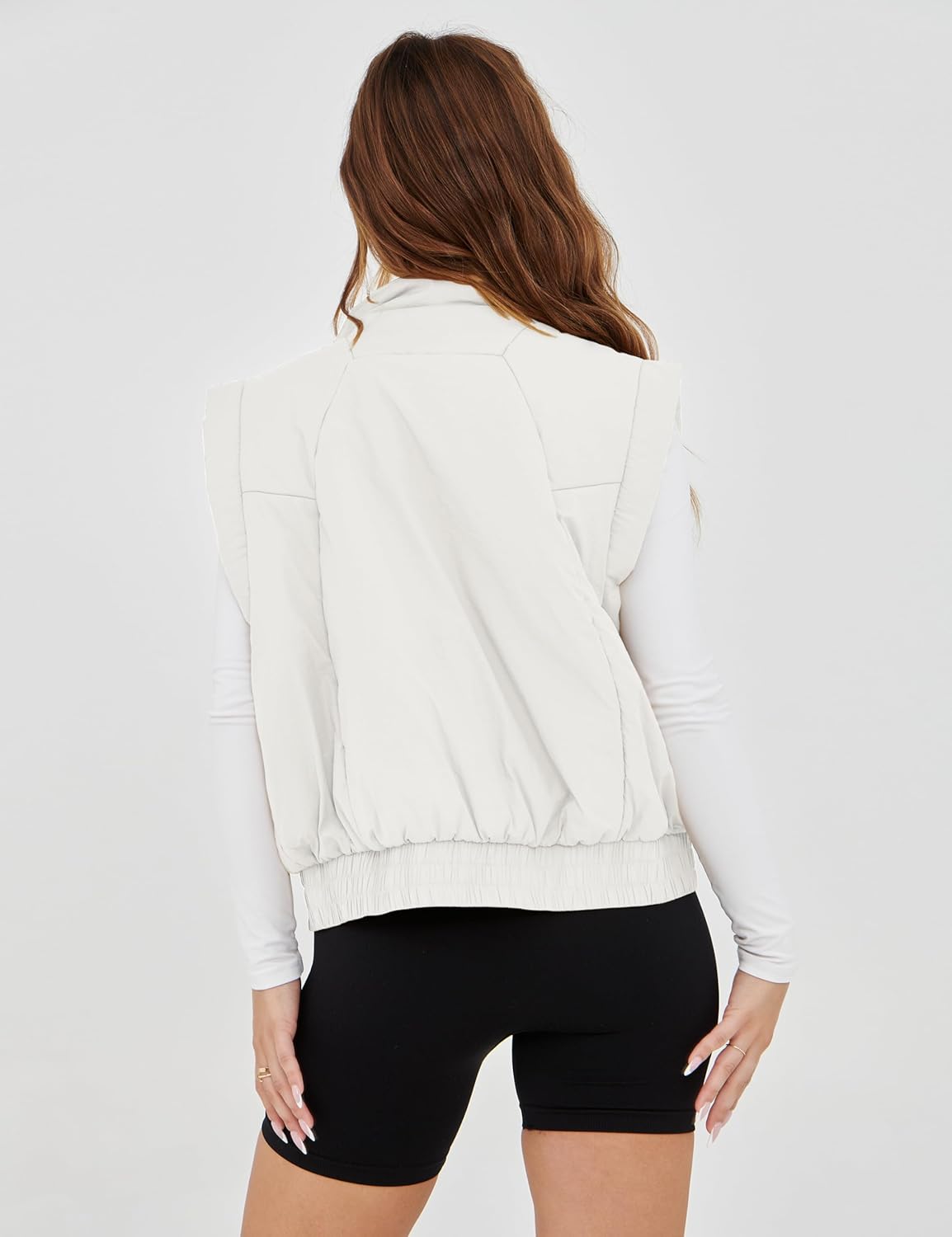 Lviefent Womens Puffer Vest Cropped Lightweight Button Down Quilted Vest Sleeveless Padded Gilet Coat with Pockets - Image 3