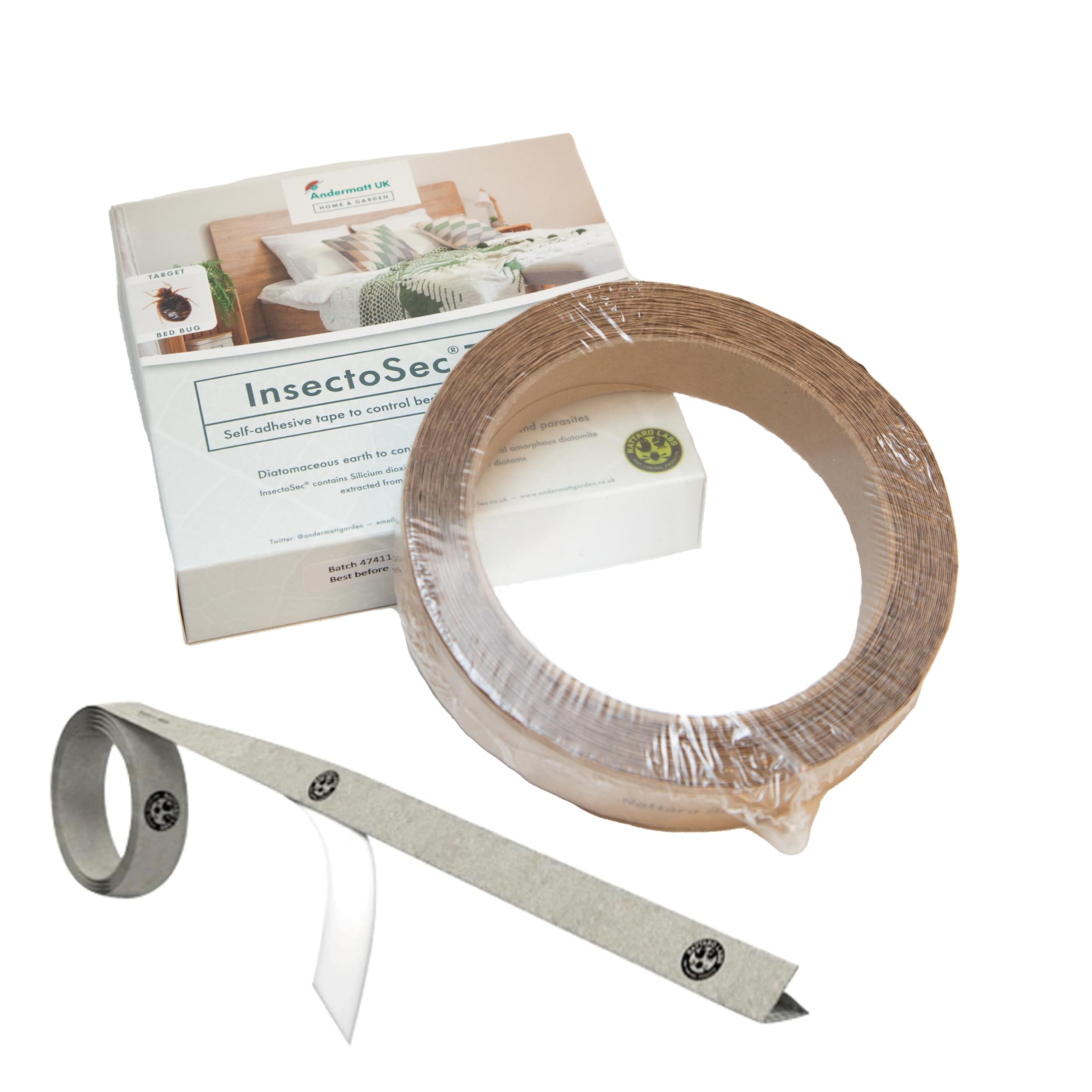 InsectoSec® Bedbug Tape - 12m Self-Adhesive Bedbug Traps, Super Easy to Cut & Stick for Bedbug Control Treatment, Self-Adhesive Bedbugs Barrier Tape, Trap for Bedbugs, Flea & Mite Control