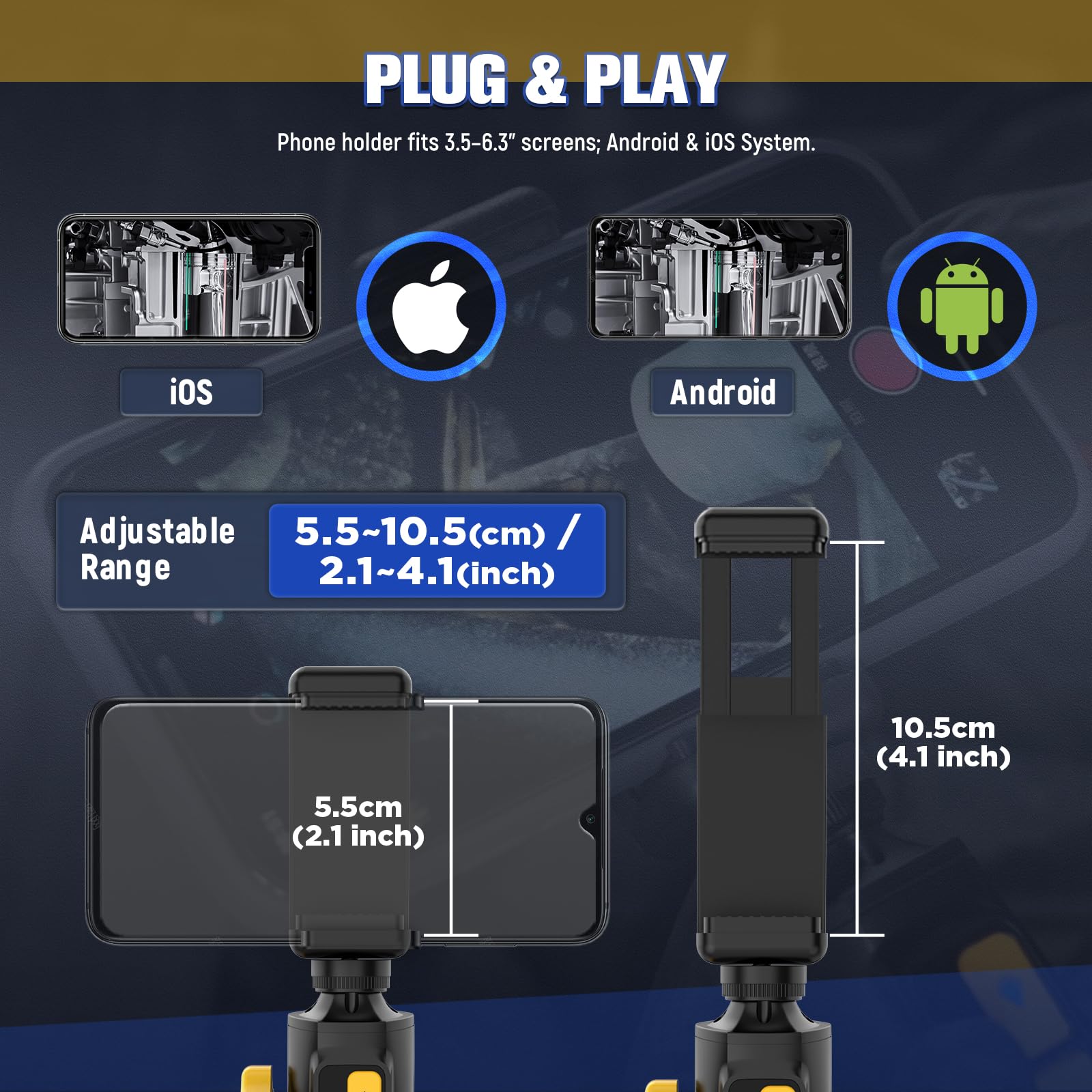 AUTOOL 210° Drehbar Endoskopkamera mit Licht, SVB302 Zwei-Wege-Gelenk-Endoskop, 0,6 cm Endoskop-Inspektionskamera, kompatibel mit Android und iOS Telefon, 100 cm halbstarres Kabel | Zwei-Wege-6-LED-Licht, HD-Video-Endoskop, kompatibel mit Android- und iOS