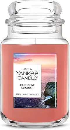 Yankee Candle Large Jar Scented Candle with up to 150 Hour Burn Time, Premium Plant Wax Blend for Consistent Burn, 22 oz Jar Candle with Room Filling Fragrance, Cliffside Sunrise