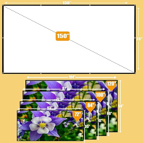 Miniatura 4 de Pantalla de proyector plegable de 100 pulgadas, diseño de cuerda gruesa de 4 esquinas, pantalla portátil antiarrugas 169 HD para interiores y