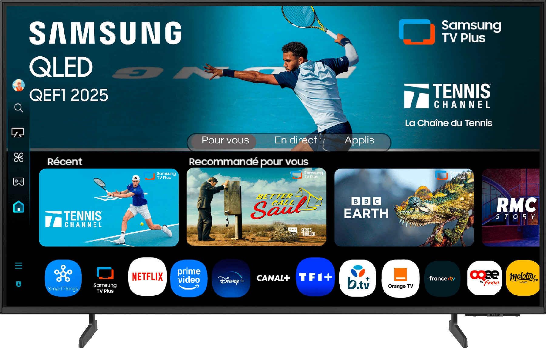 Samsung QLED QEF1 4K Smart TV avec Vision AI, 100% Volume de Couleur avec Quantum Dot et Plus de 500 chaînes TV Plus