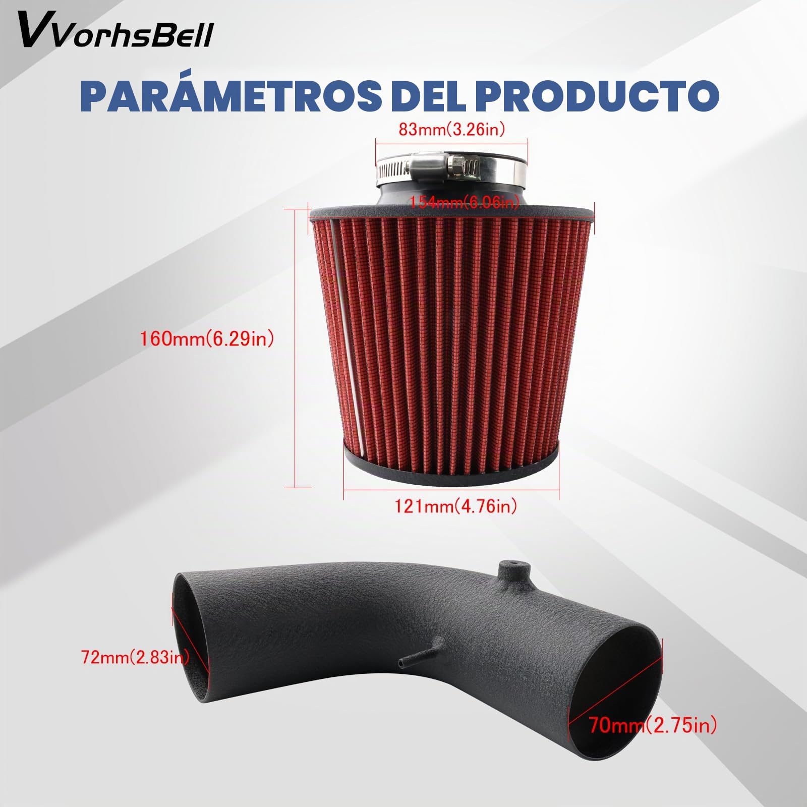 Kit de admisión de aire frío compatible con VW Golf MK5 1.9 TDI y 2.0L TSI (04-14) Jetta Passat (05-14), sistema de admisión de aluminio de alto rendimiento con escudo térmico y filtro